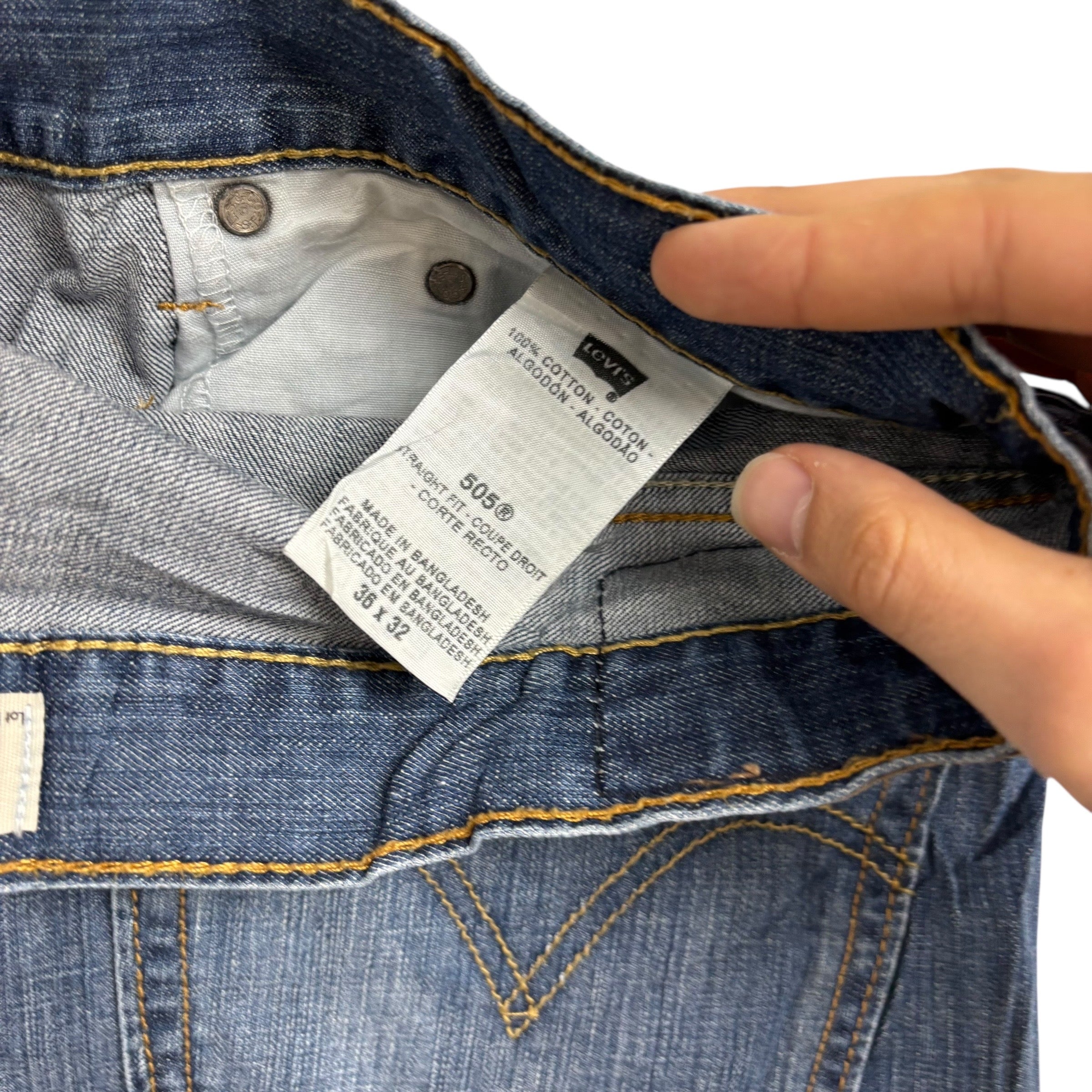 Levis 505 Jeans W36 L32 Mens Mid Blue Regular Straight Fit Vintage Denim