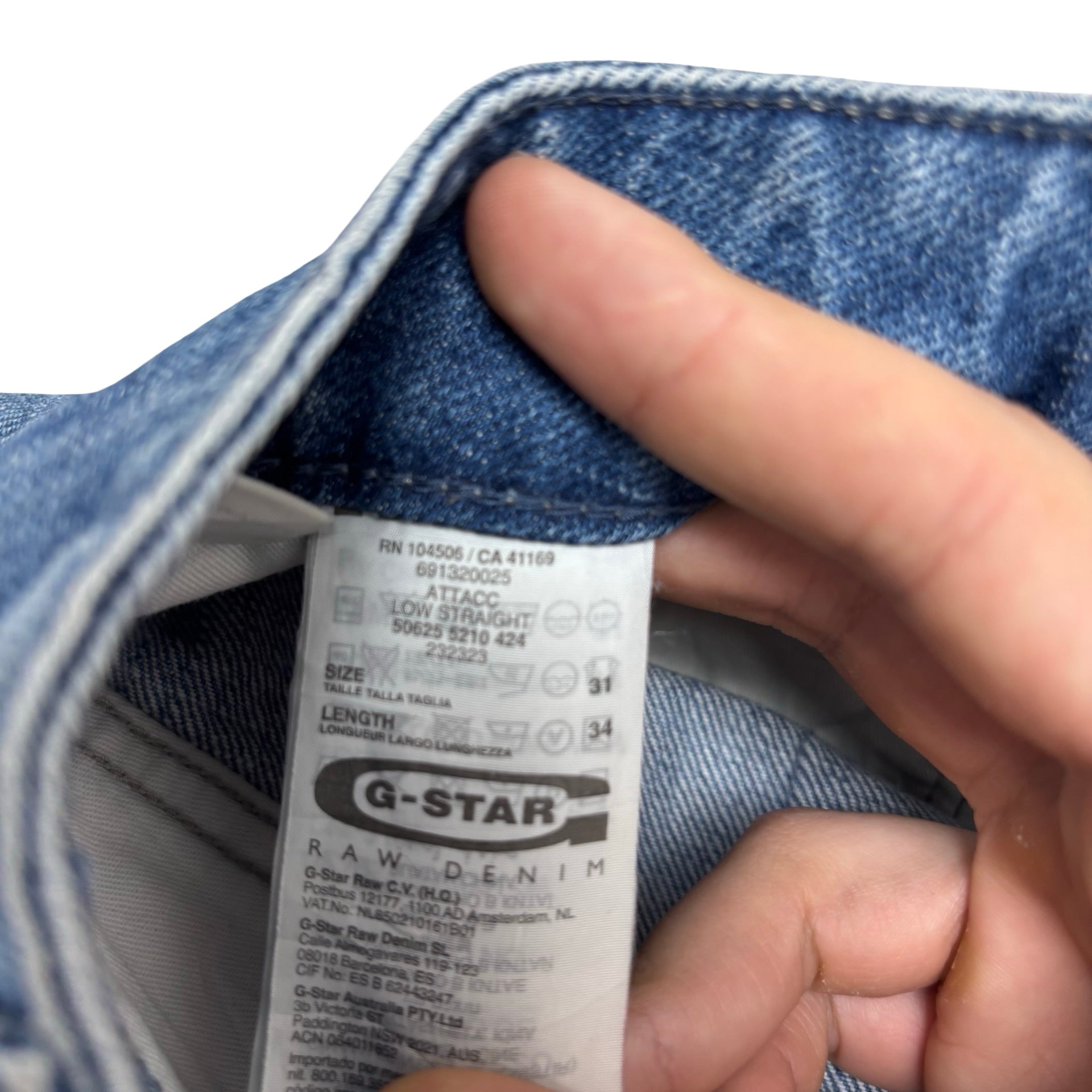 G Star Attacc Jeans W32 L34 Mens Mid Blue Low Straight Fit Denim