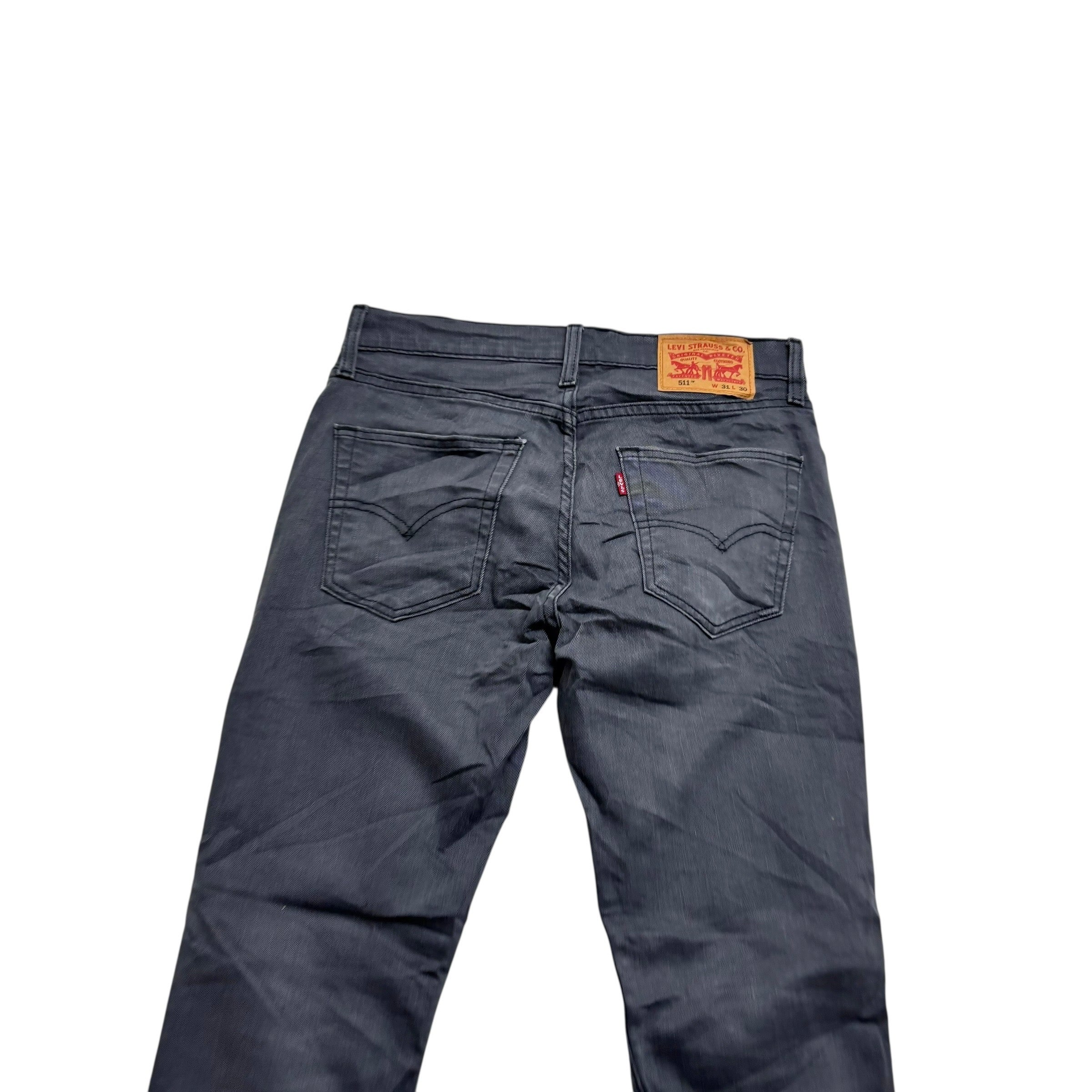 Levis 511 Jeans W31 L30 Mens Grey Slim Fit Stretch Denim (E)