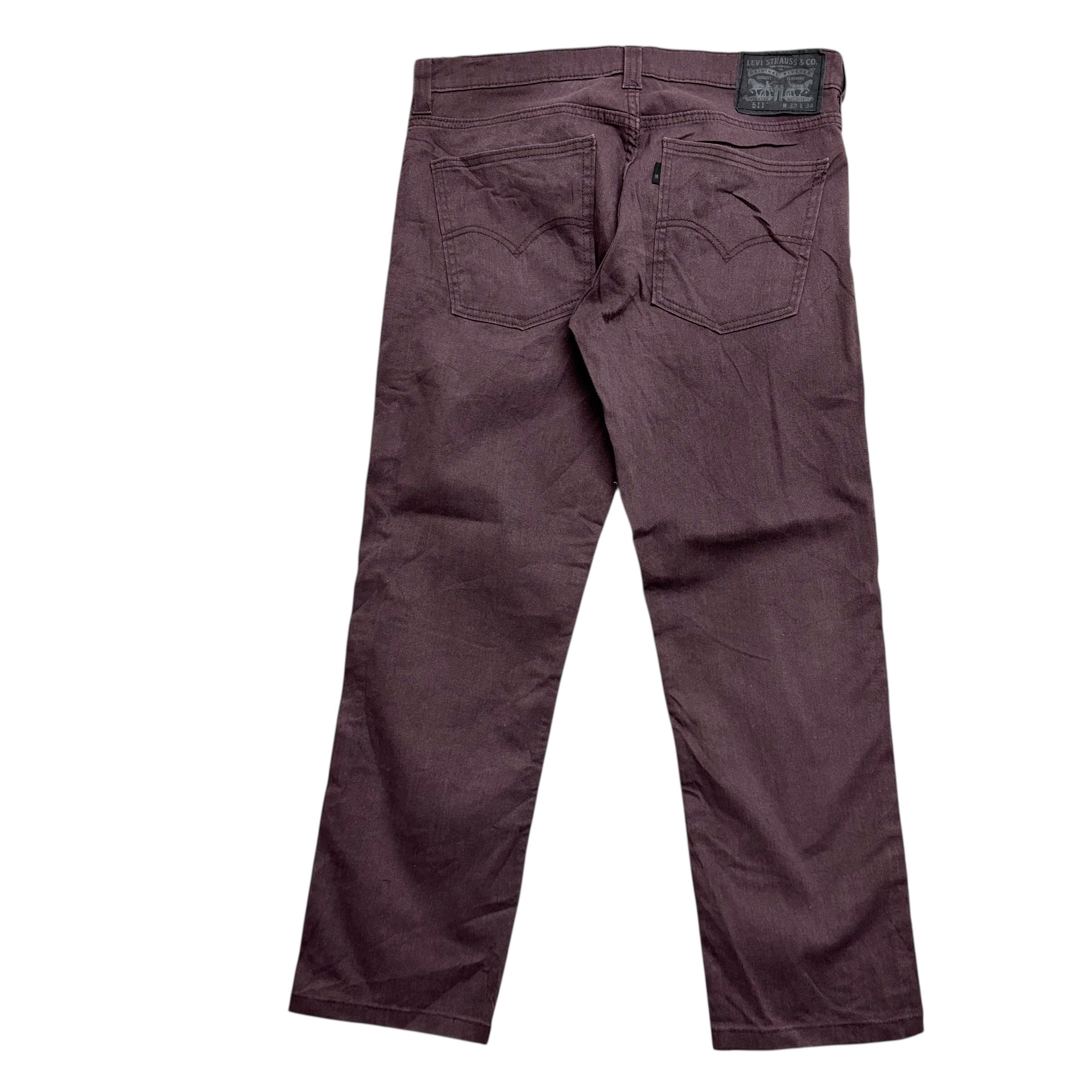 Levis 511 Trousers W33 L26 Mens Purple Slim Fit Stretch Pants
