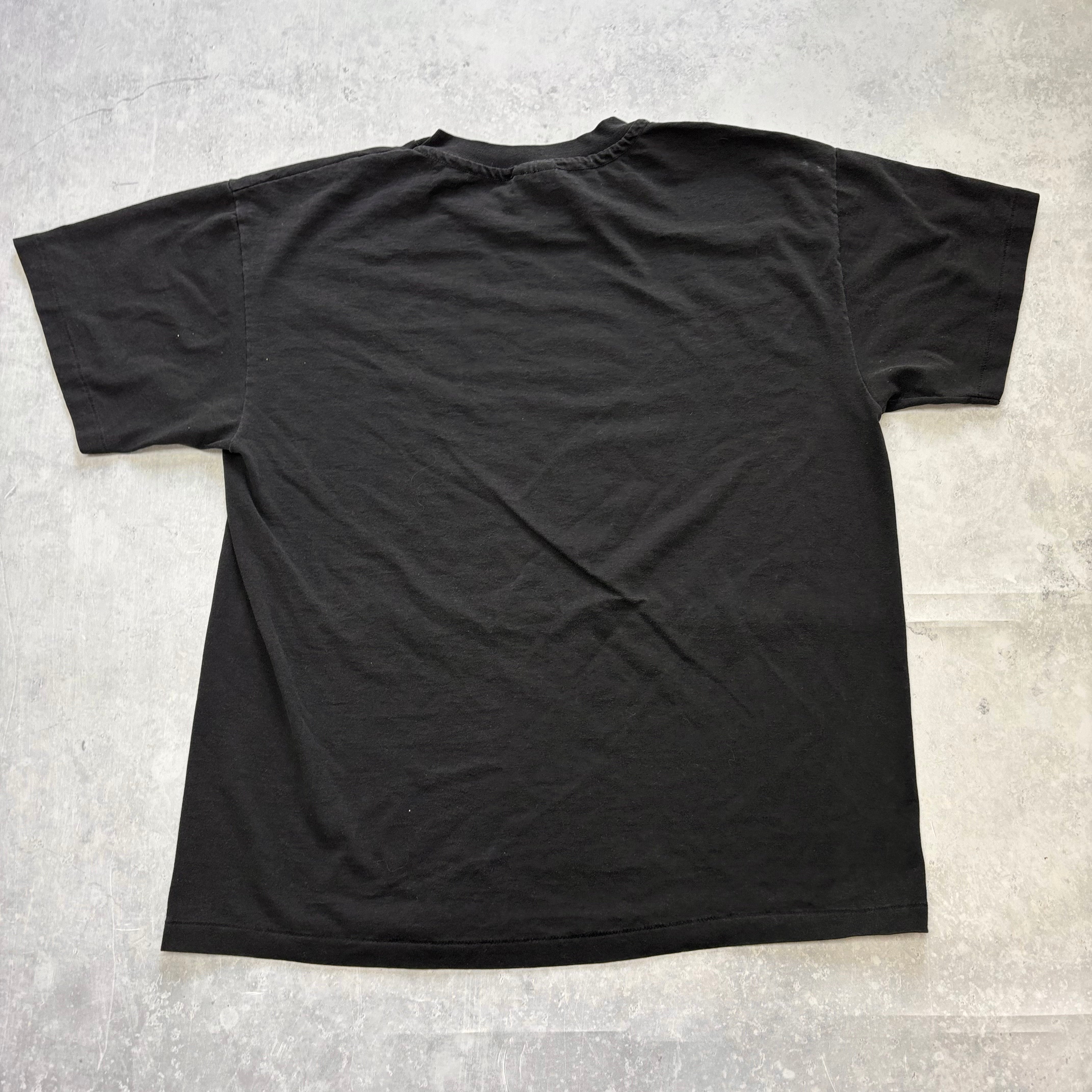 Vintage T Shirt Mens Medium Black Single Stitch Graphic Print 90s Tourist (E)