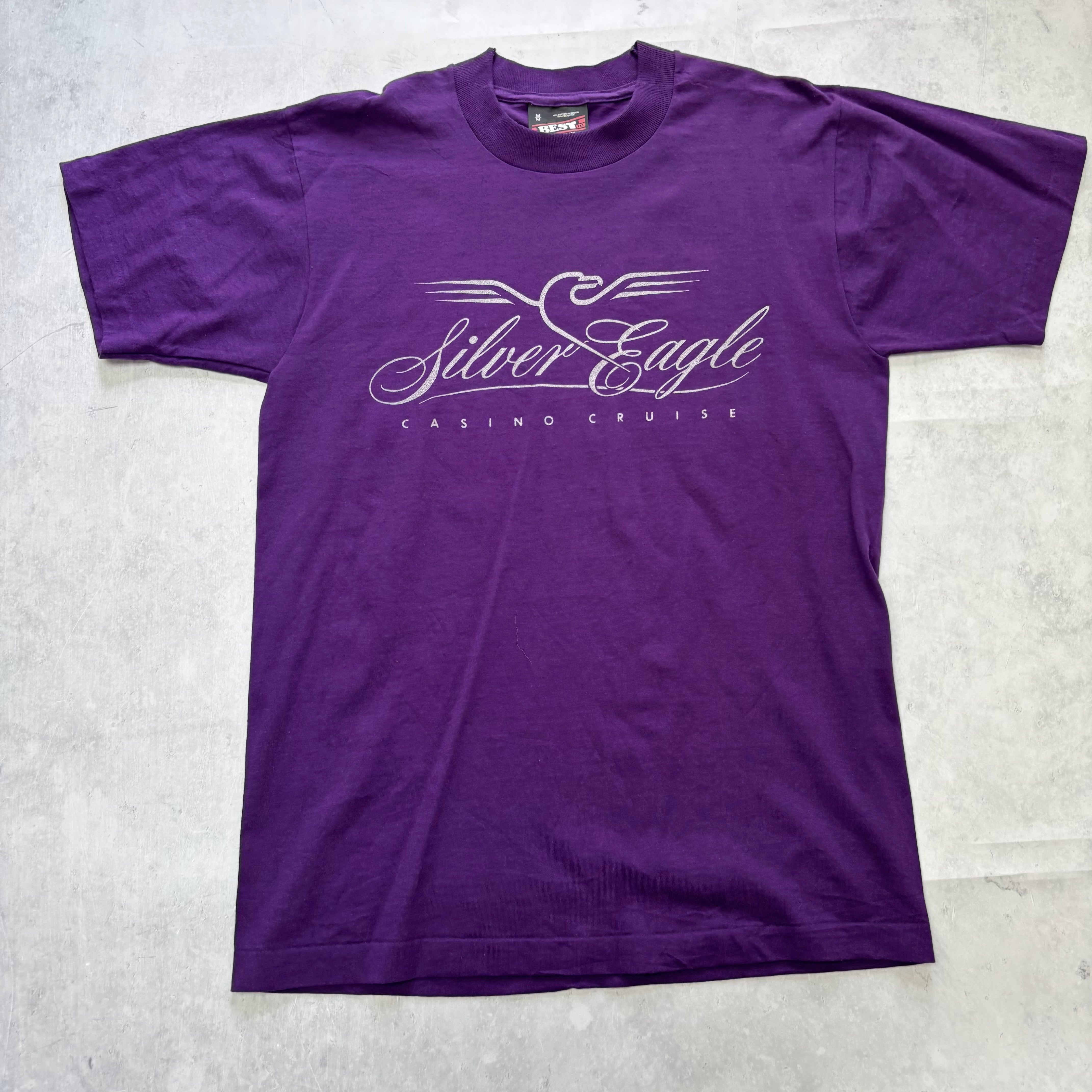 Vintage T Shirt Mens Medium Purple Single Stitch Graphic Print 90s USA (E)