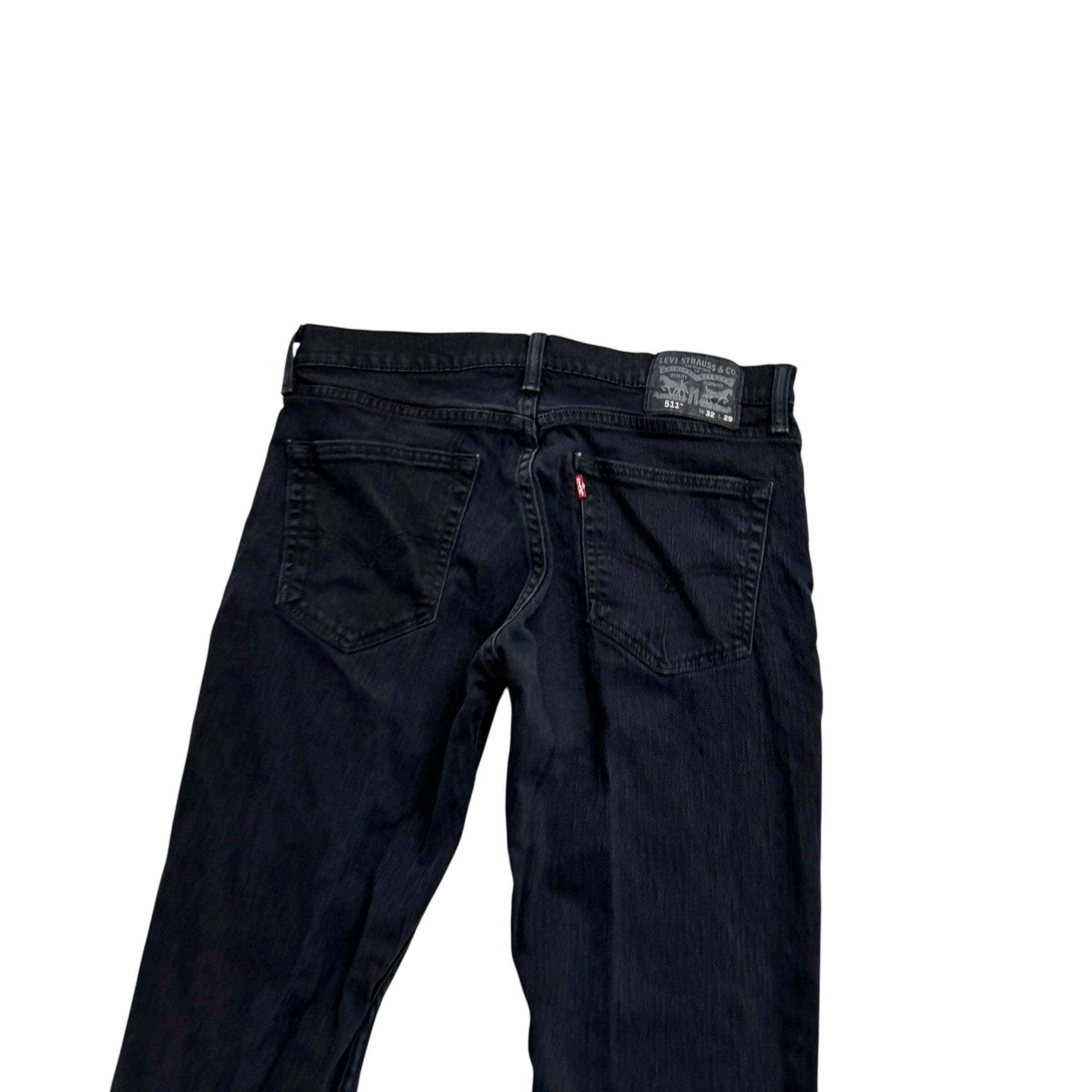 Levis 511 Jeans W32 L29 Mens Black Slim Fit Stretch Denim (E)