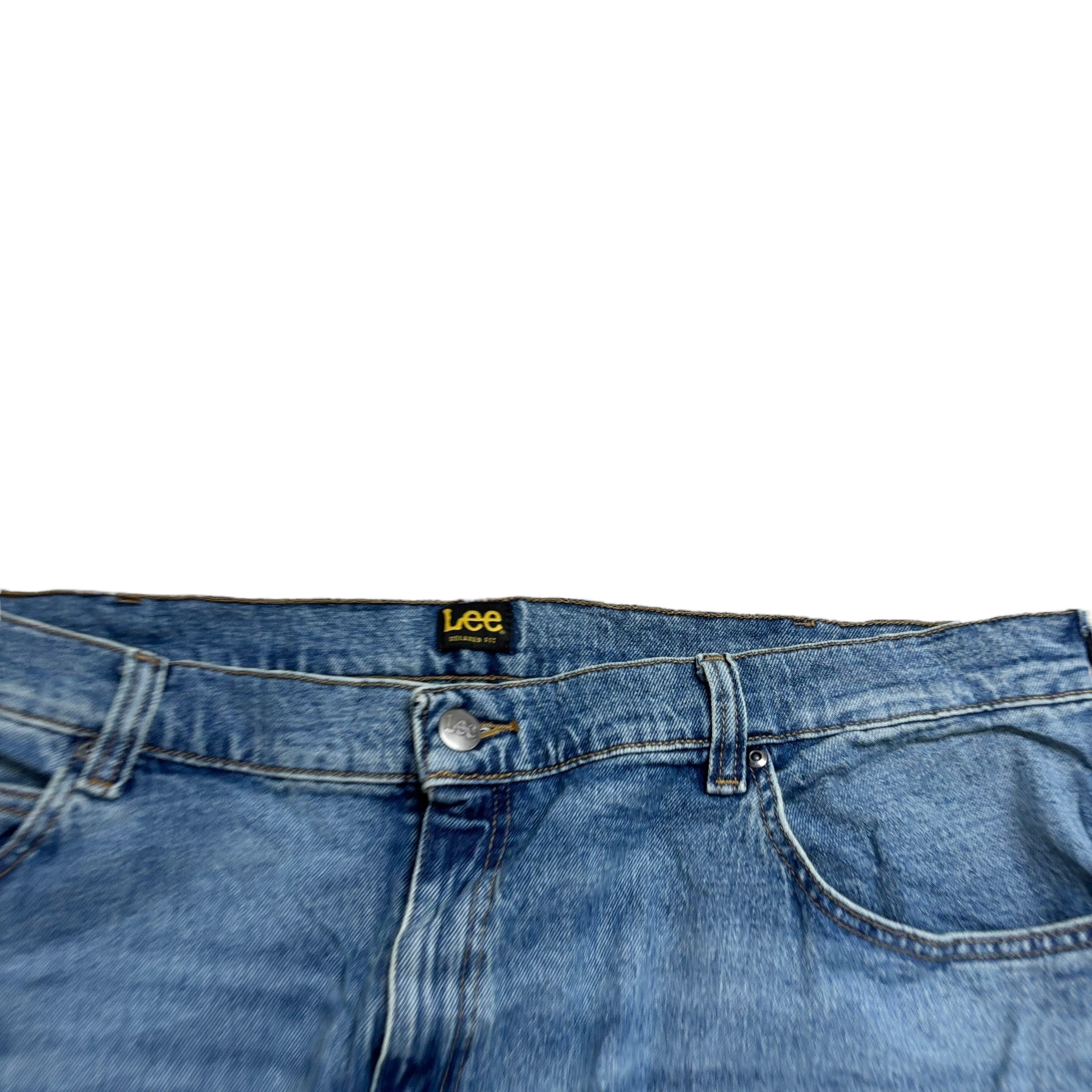 Lee Jeans W46 L28 Mens Mid Blue Relaxed Straight Fit Stretch Denim