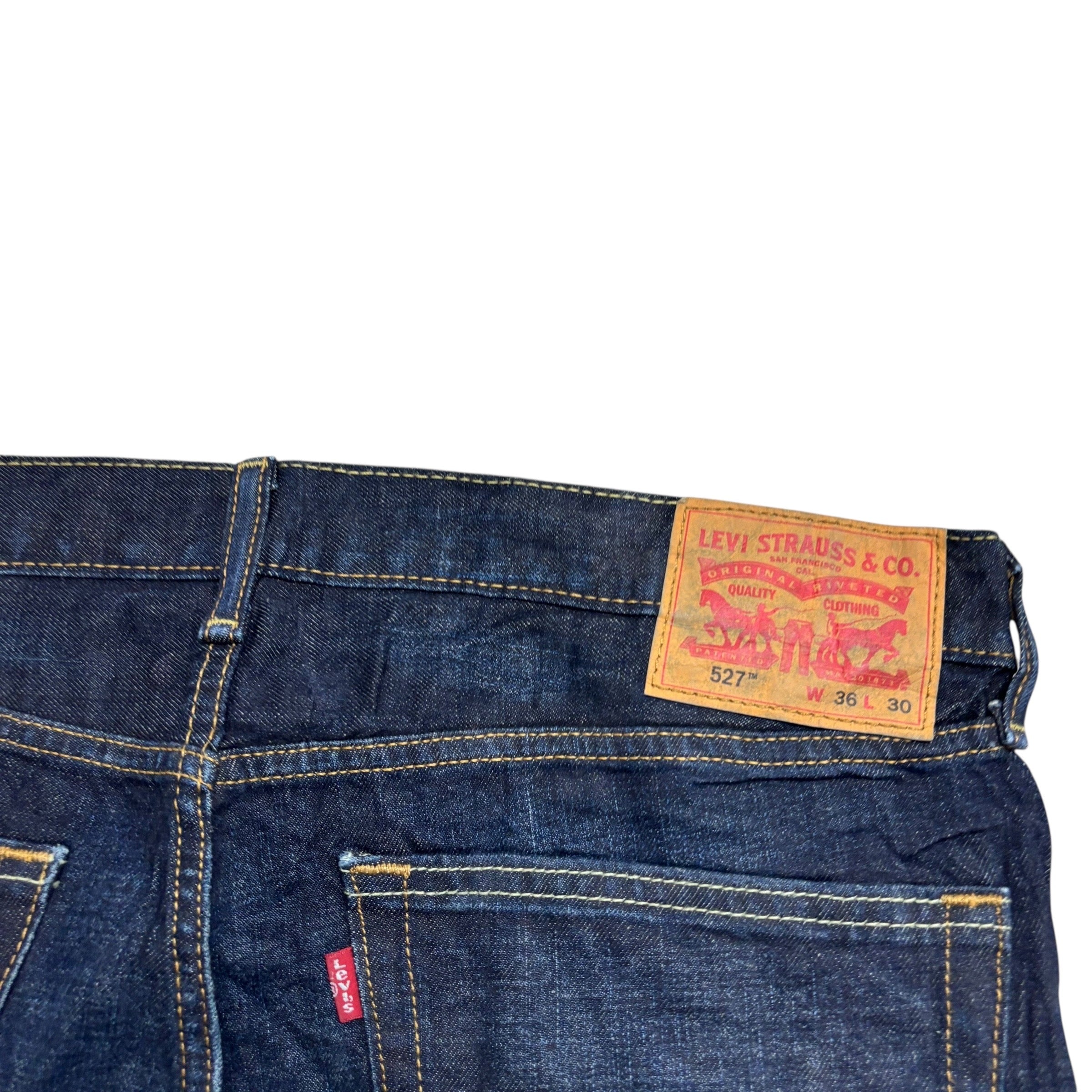 Levis 527 Jeans W36 L30 Mens Dark Blue Slim Bootcut Fit Denim (E)