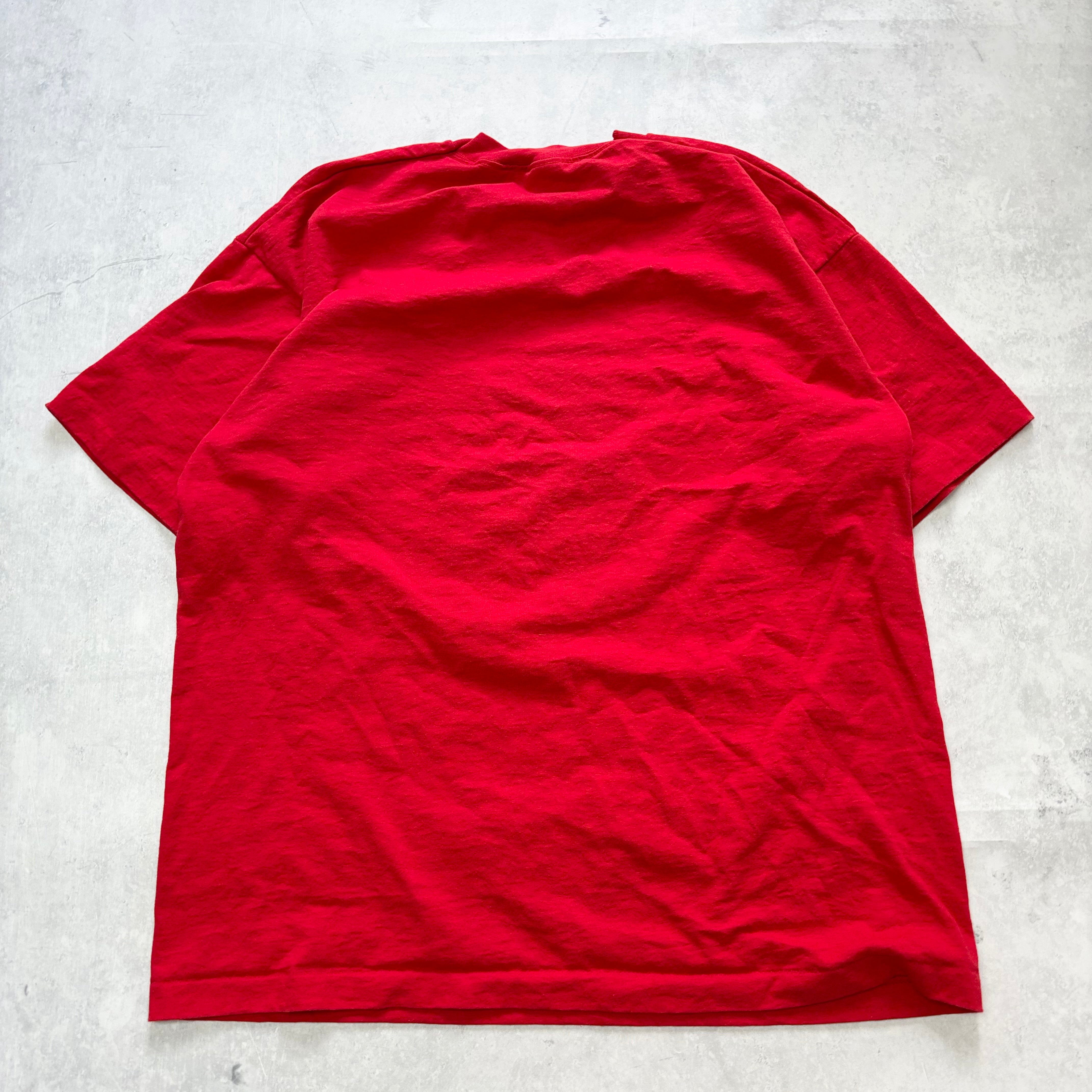 Vintage T Shirt Mens XL Red Single Stitch Graphic Print 90s USA Santa