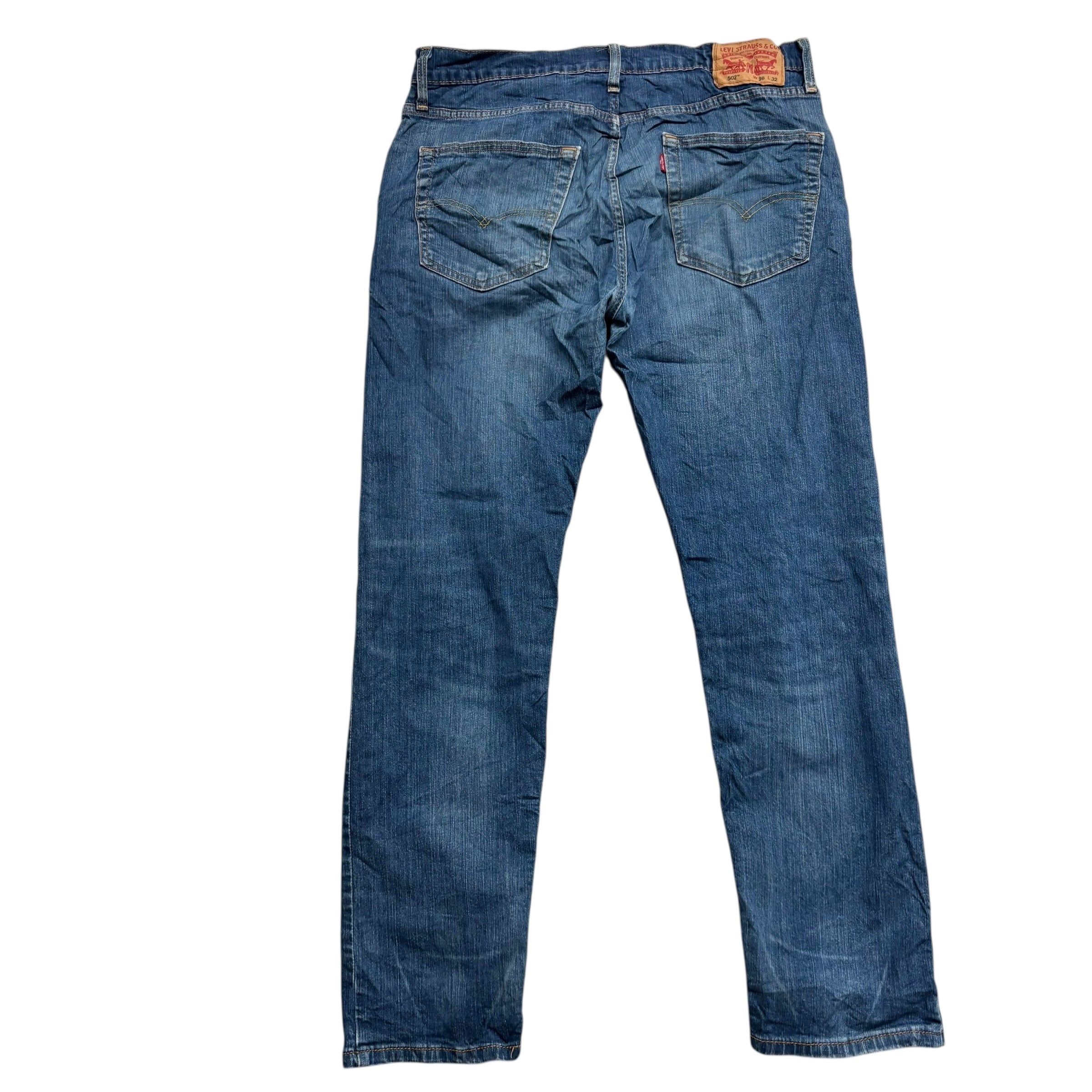 Levis 502 Jeans W36 L31 Mens Mid Blue Regular Tapered Fit Stretch Denim (E)