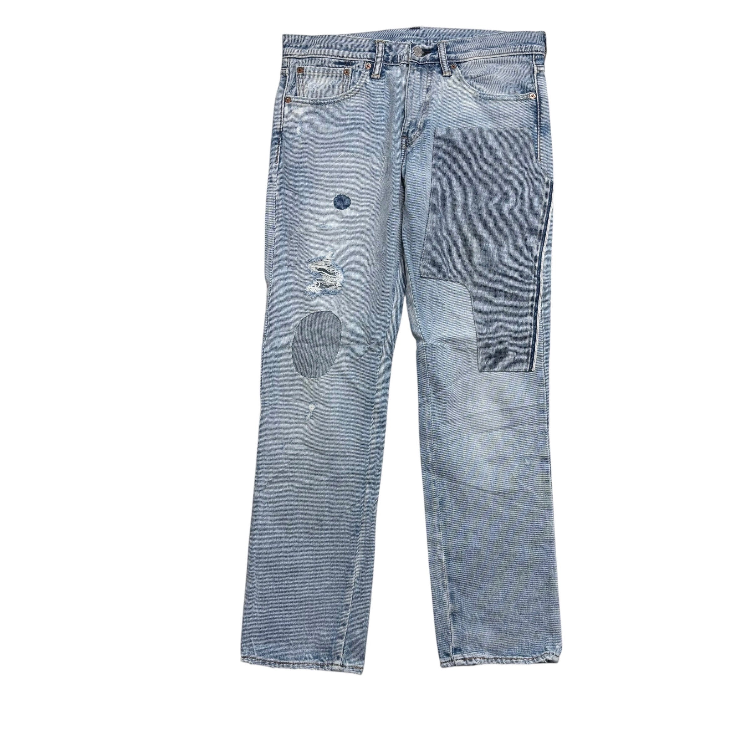 Levis 511 Jeans W32 L30 Mens Light Blue Slim Fit Distressed Denim