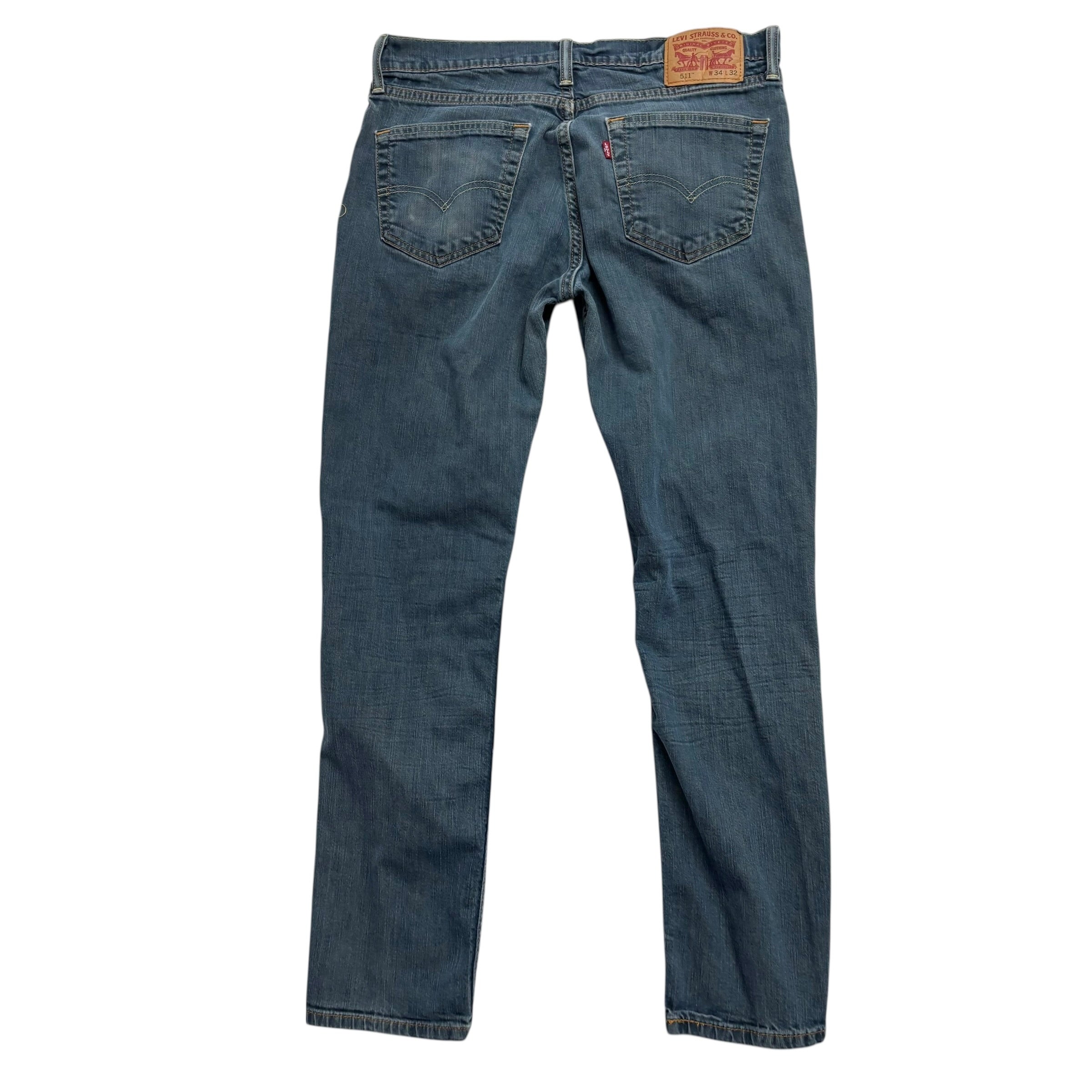 Levis 511 Jeans W32 L30 Mens Blue Slim Fit Stretch Denim (F)