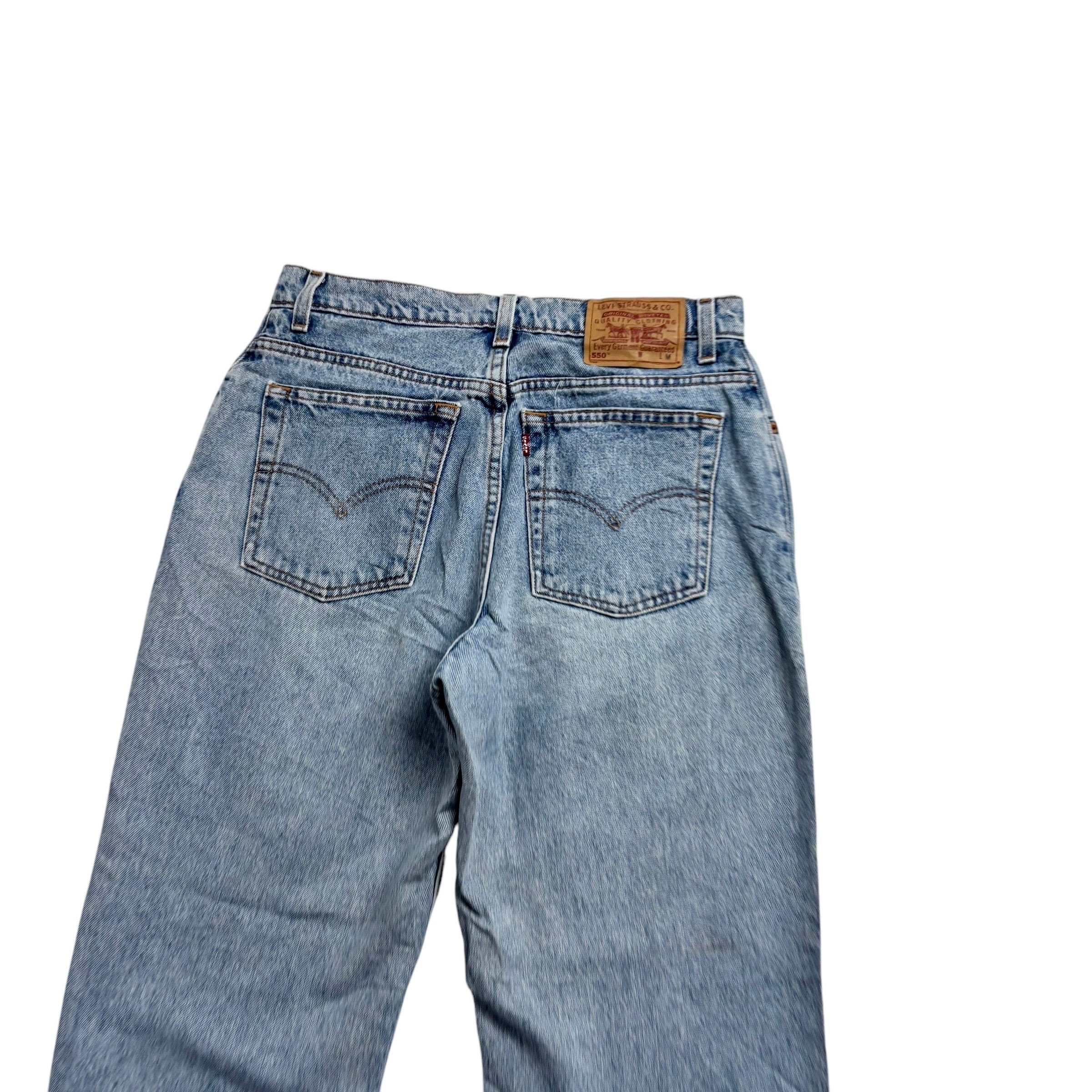 Levis 550 Jeans W30 L31 Womens Light Blue Relaxed Taper Fit Mom Vintage Denim