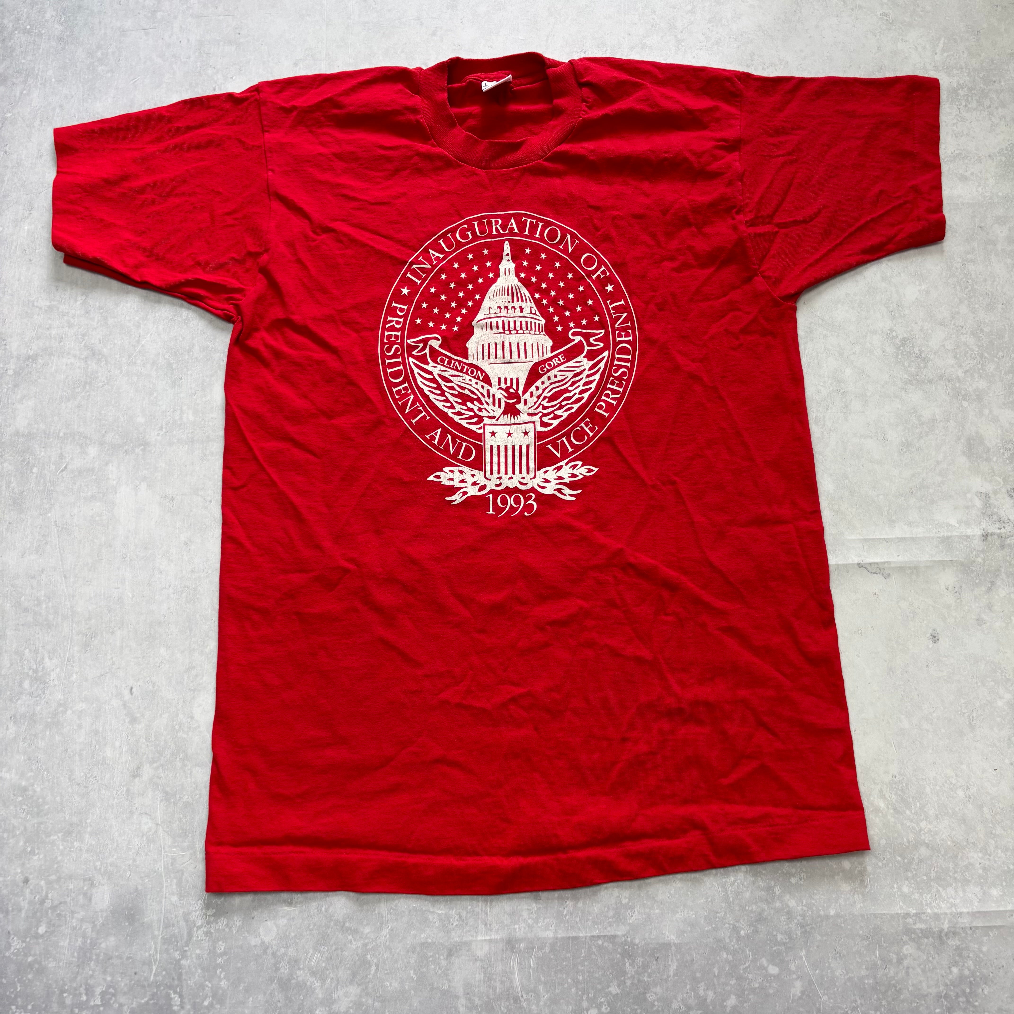 Vintage T Shirt Mens Large Red Single Stitch Graphic Print 90s USA Politics (E)