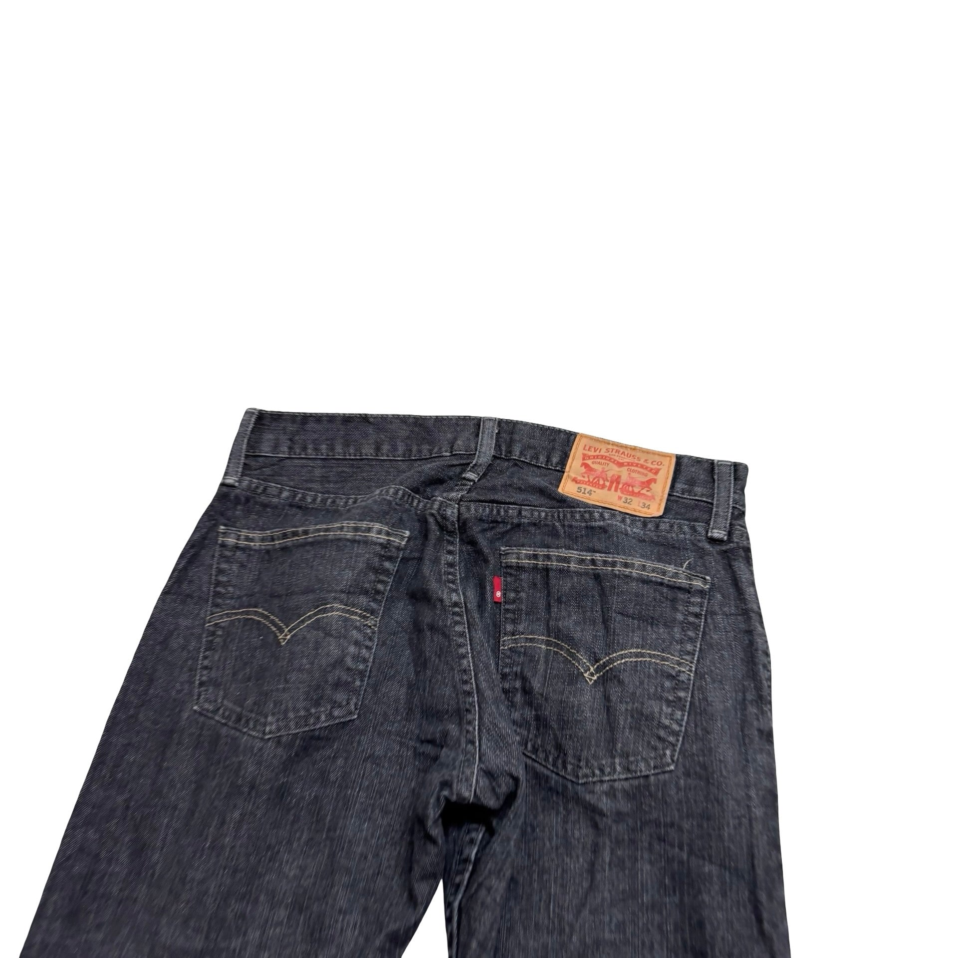 Levis 514 Jeans W32 L34 Mens Black Regular Straight Fit Denim (E)