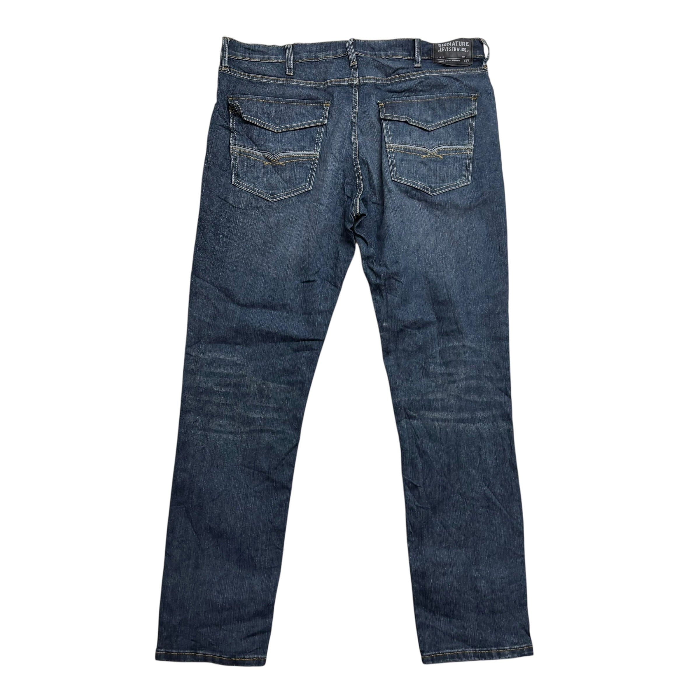 Levis Signature Jeans W38 L32 Mens Dark Blue Slim Straight Fit Stretch (E)
