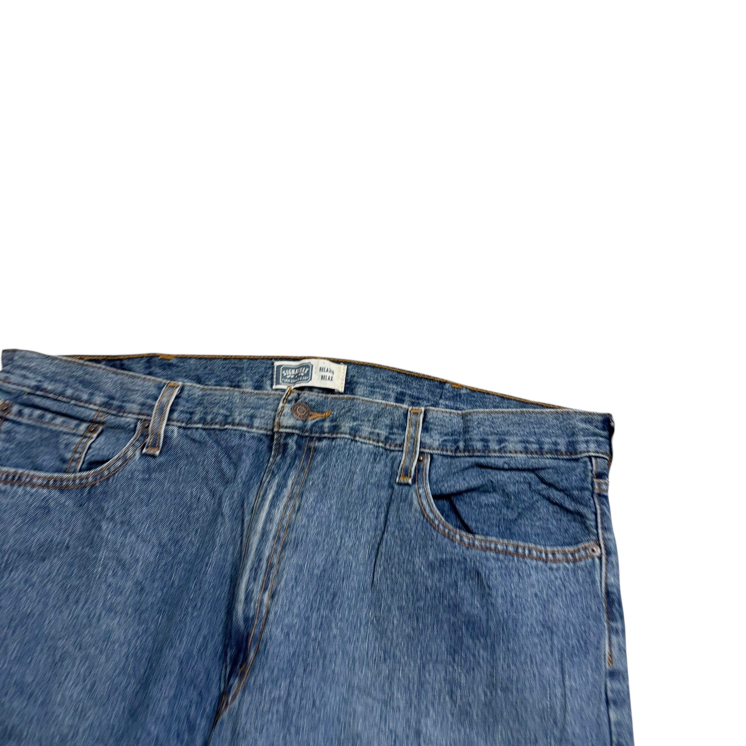 Levis Signature Jeans W42 L31 Mens Mid Blue Relaxed Straight Fit Vintage Denim
