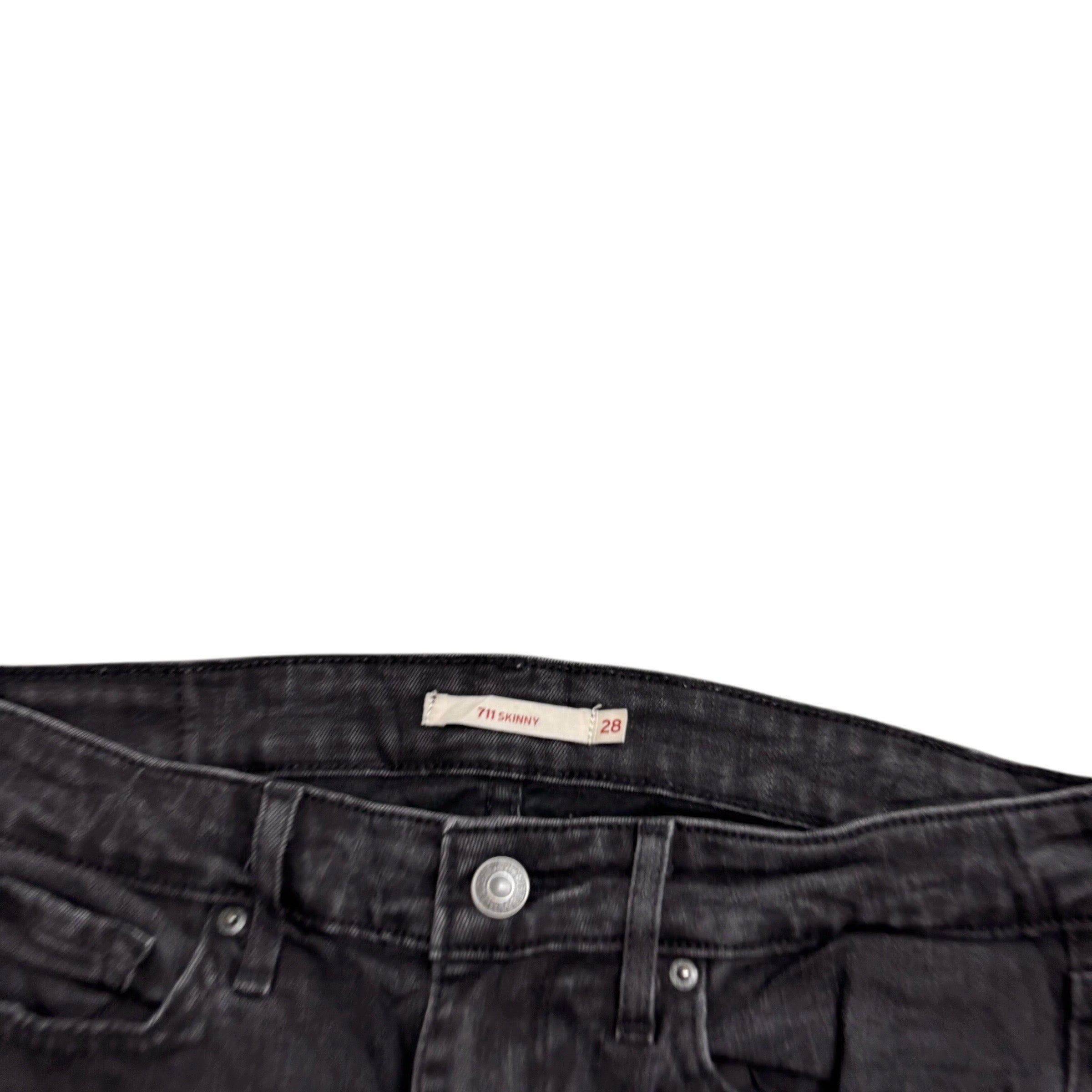 Levis 711 Jeans W28 L27 Womens Skinny Fit Black Stretch Denim (E)