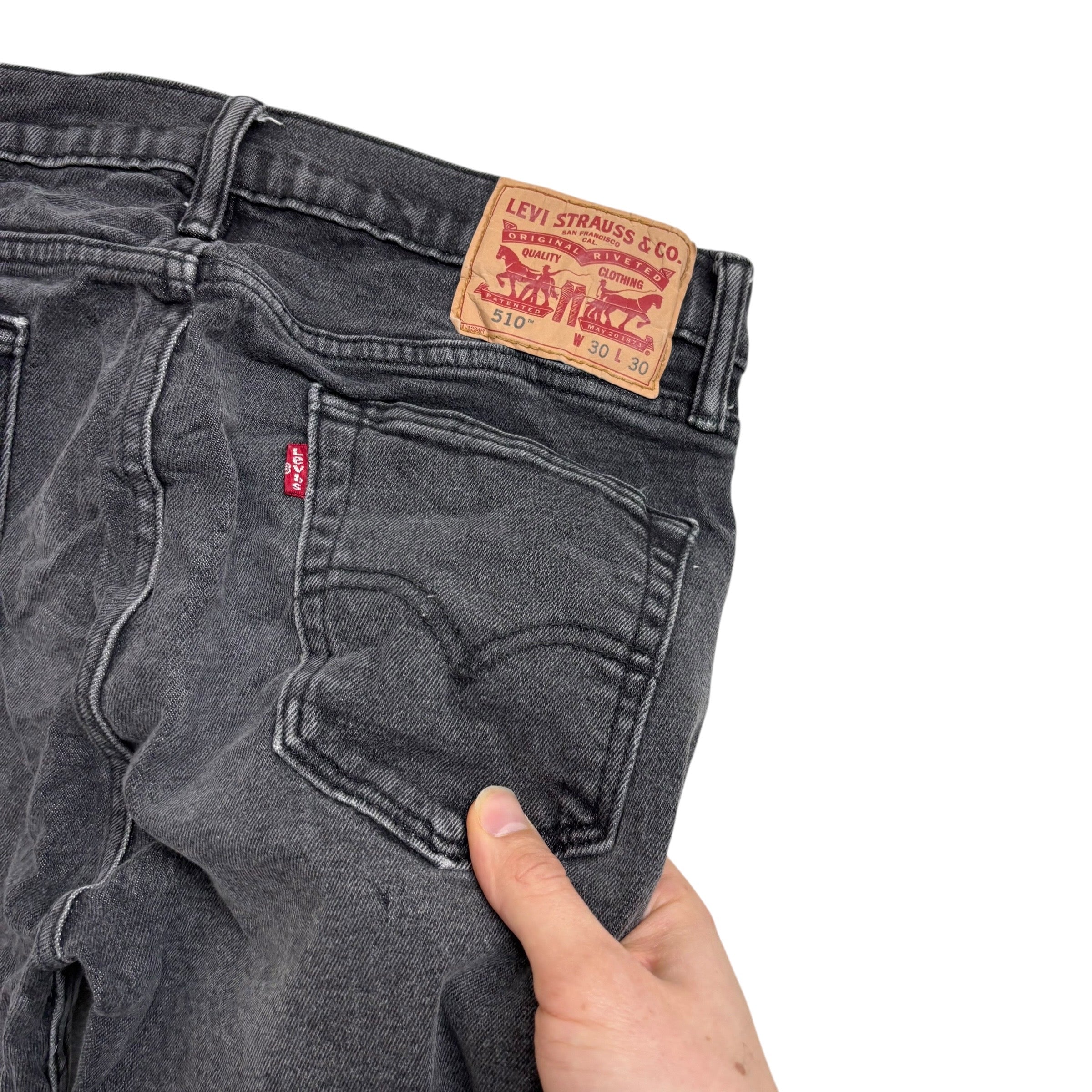 Levis 510 Jeans W29 L29 Mens Grey Skinny Fit Stretch Denim