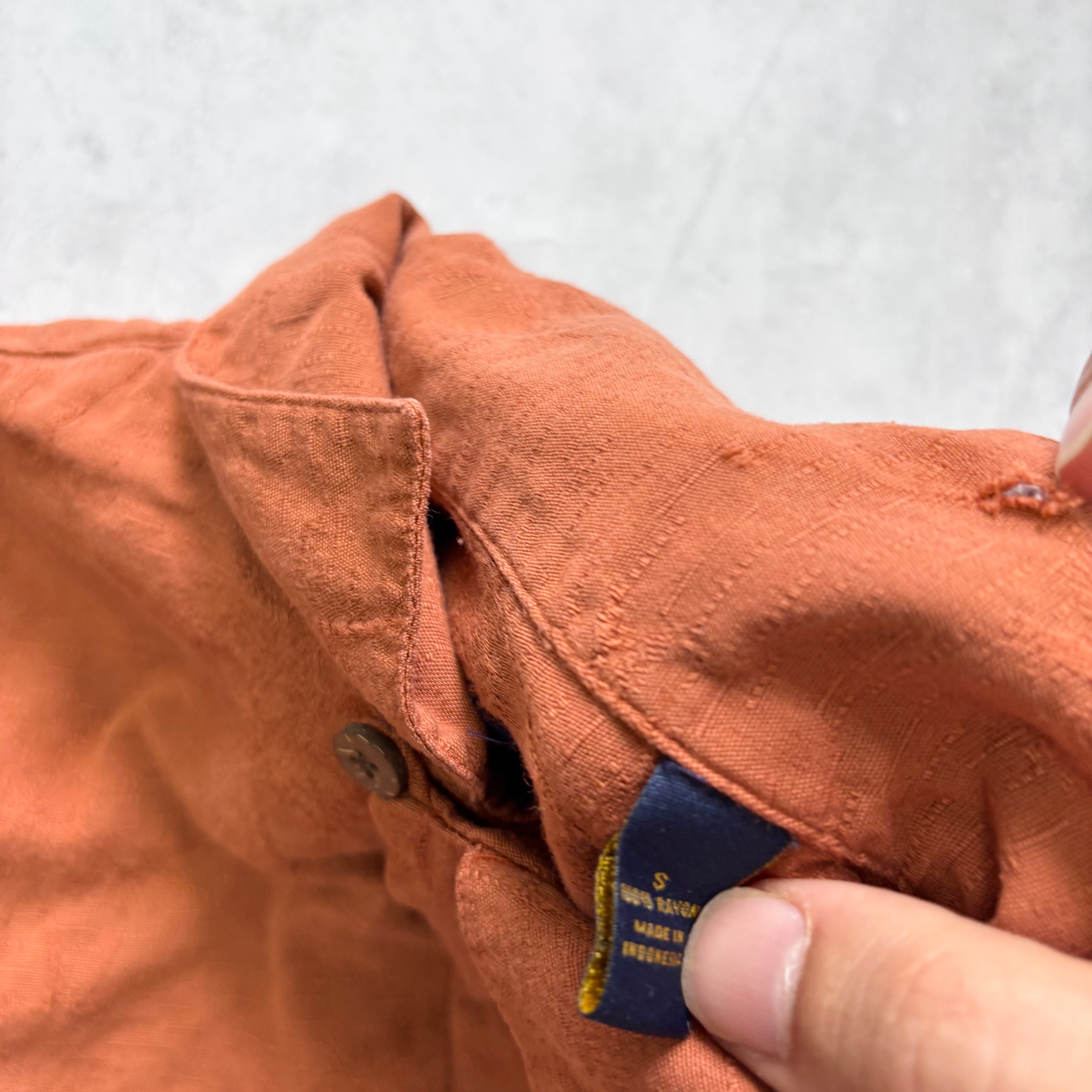 Vintage Shirt Mens Small Orange Short Sleeve Rayon