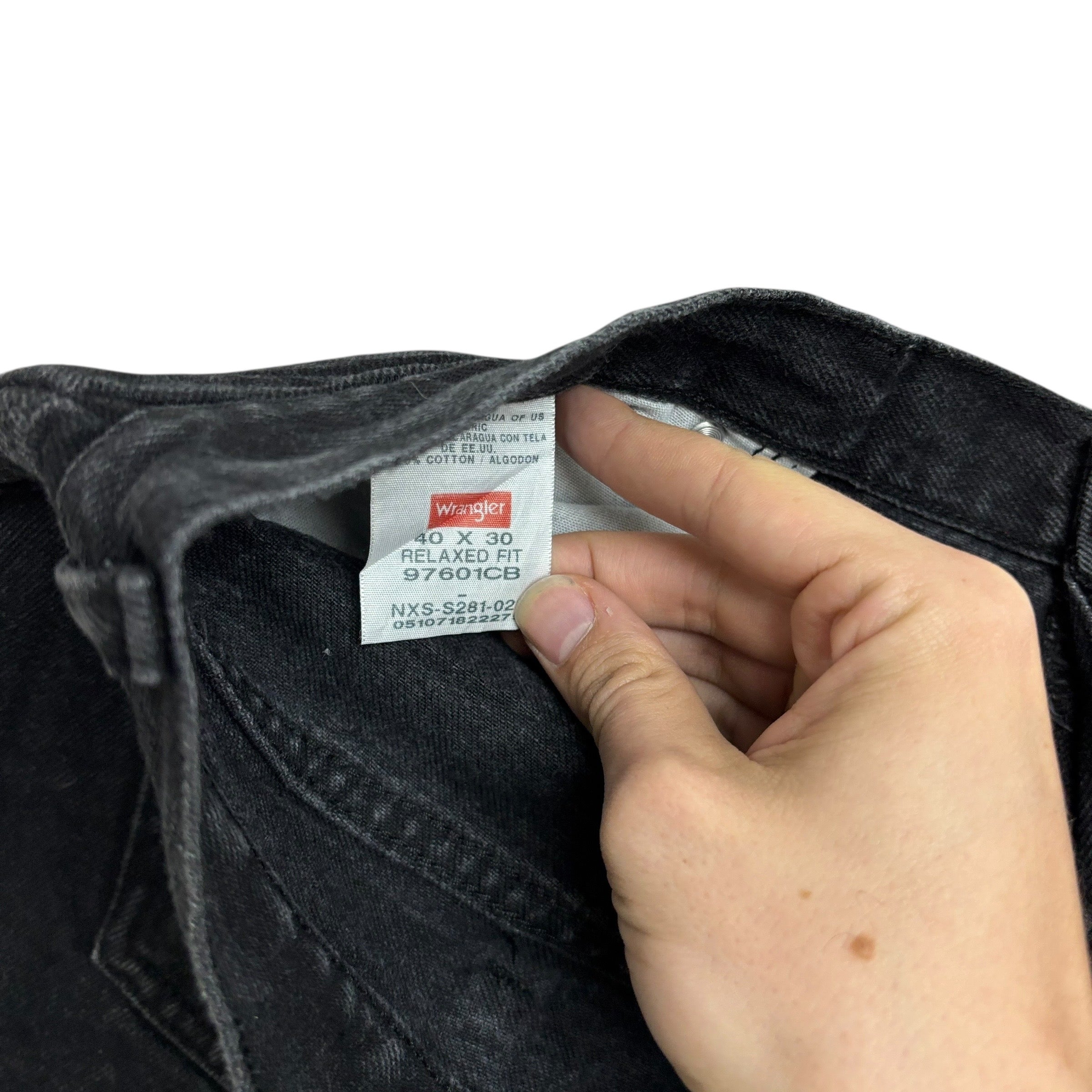 Wrangler Jeans W40 L30 Mens Black Relaxed Straight Fit Denim (E)
