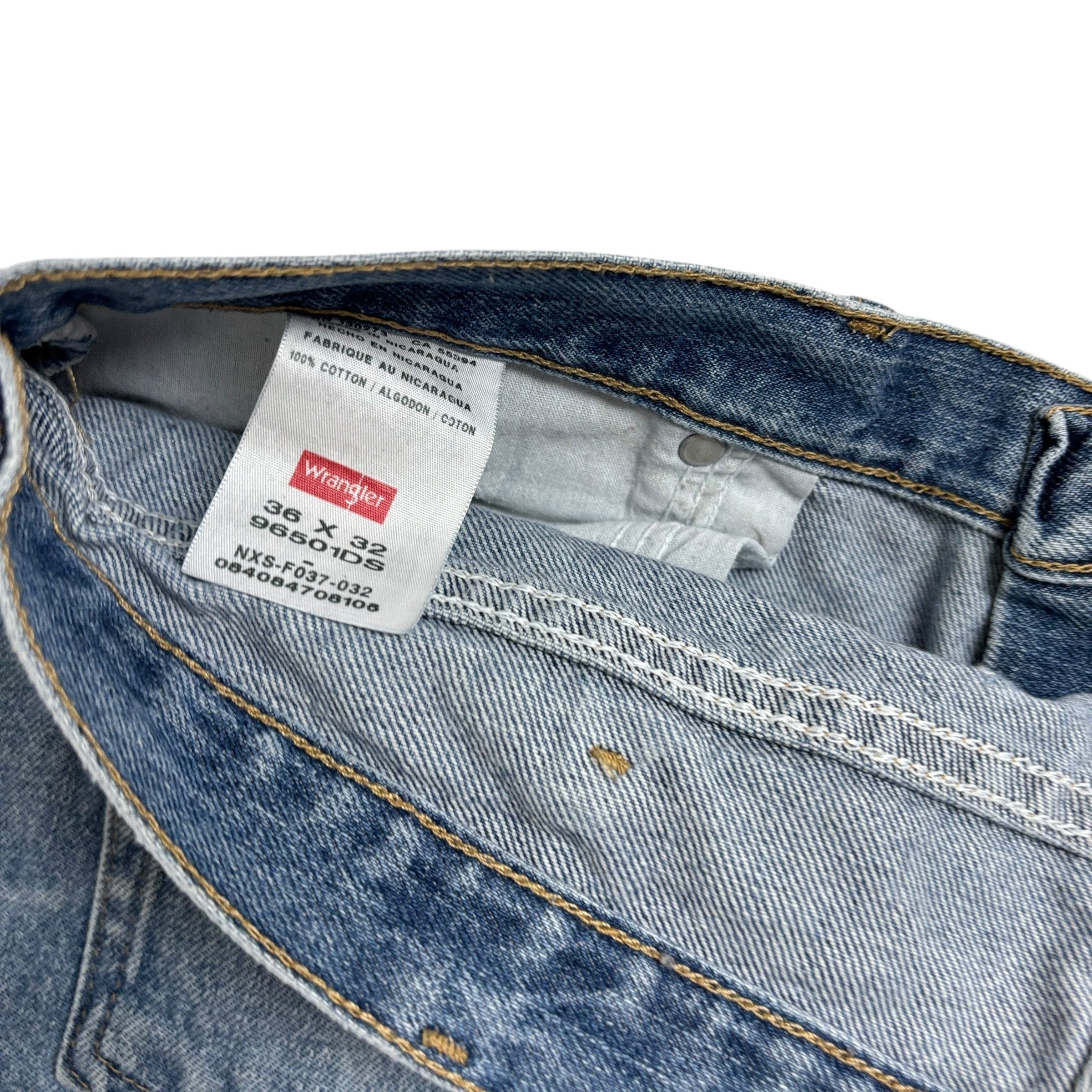 Wrangler Jeans W36 L32 Mens Mid Blue Regular Straight Fit Denim