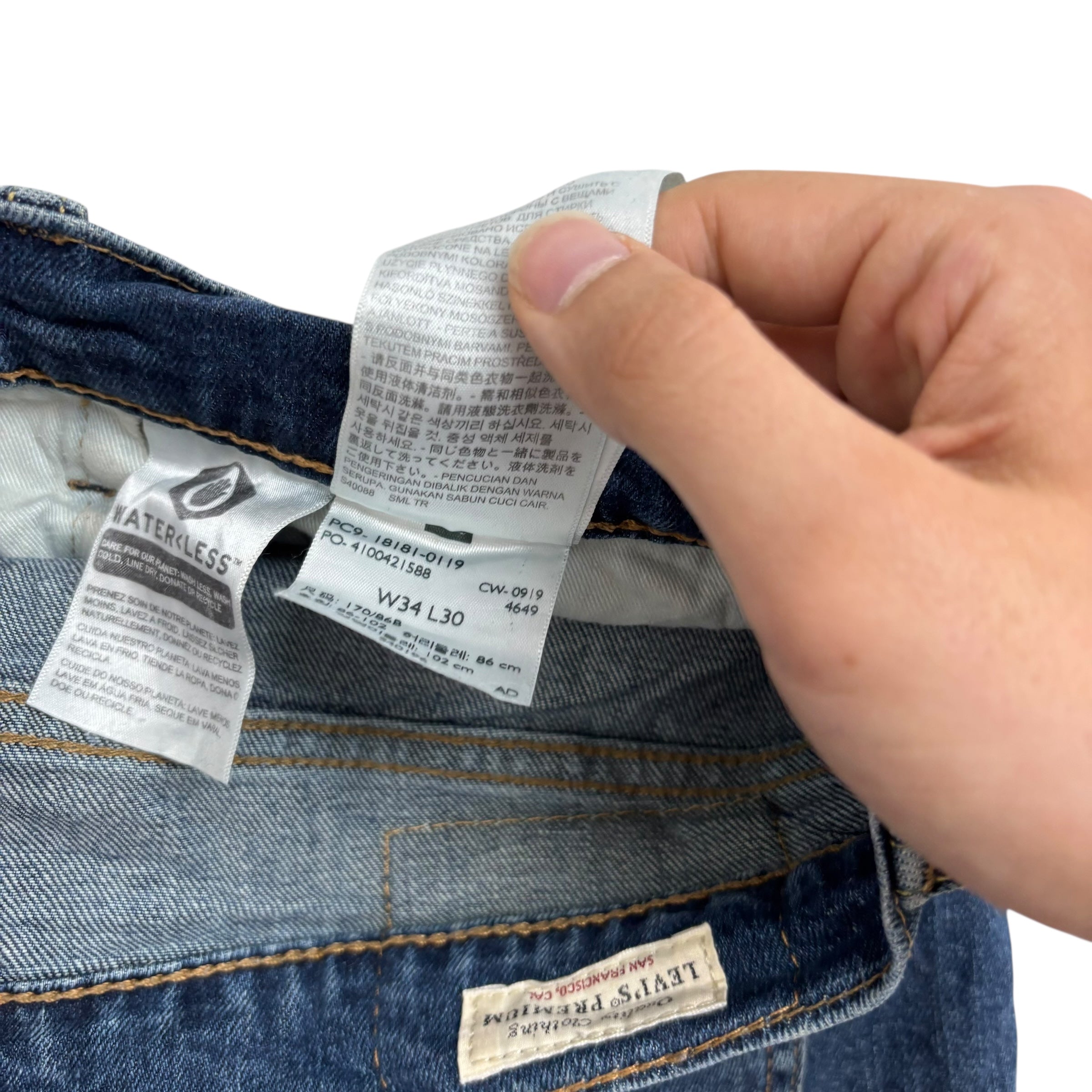 Levis 541 Jeans W34 L30 Mens Mid Blue Athletic Tapered Fit Stretch Denim (E)