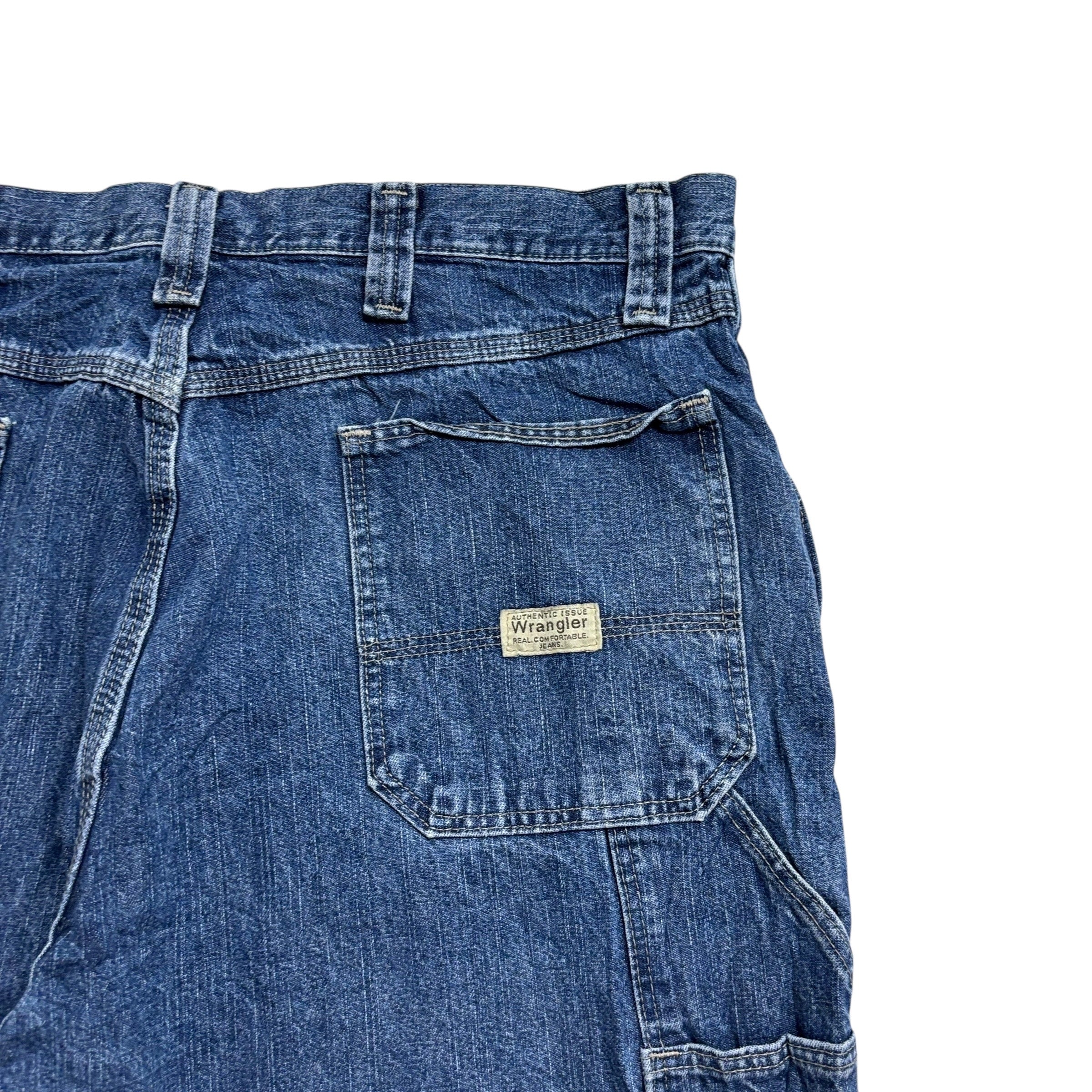 Wrangler Baggy Jorts W36 Mens Mid Blue Carpenter Denim Shorts Relaxed Fit (E)