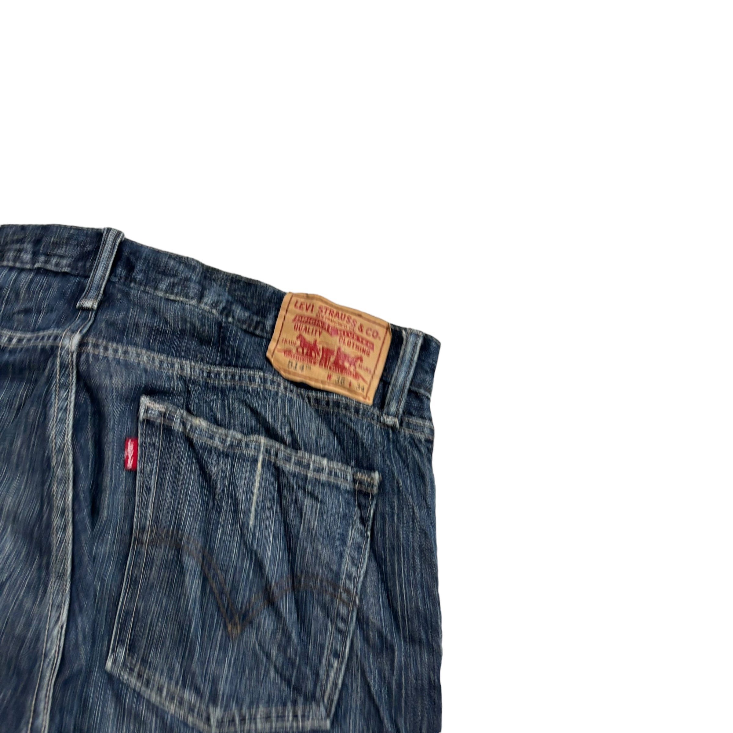 Levis 514 Jeans W36 L34 Mens Dark Blue Regular Straight Fit Vintage Denim (E)