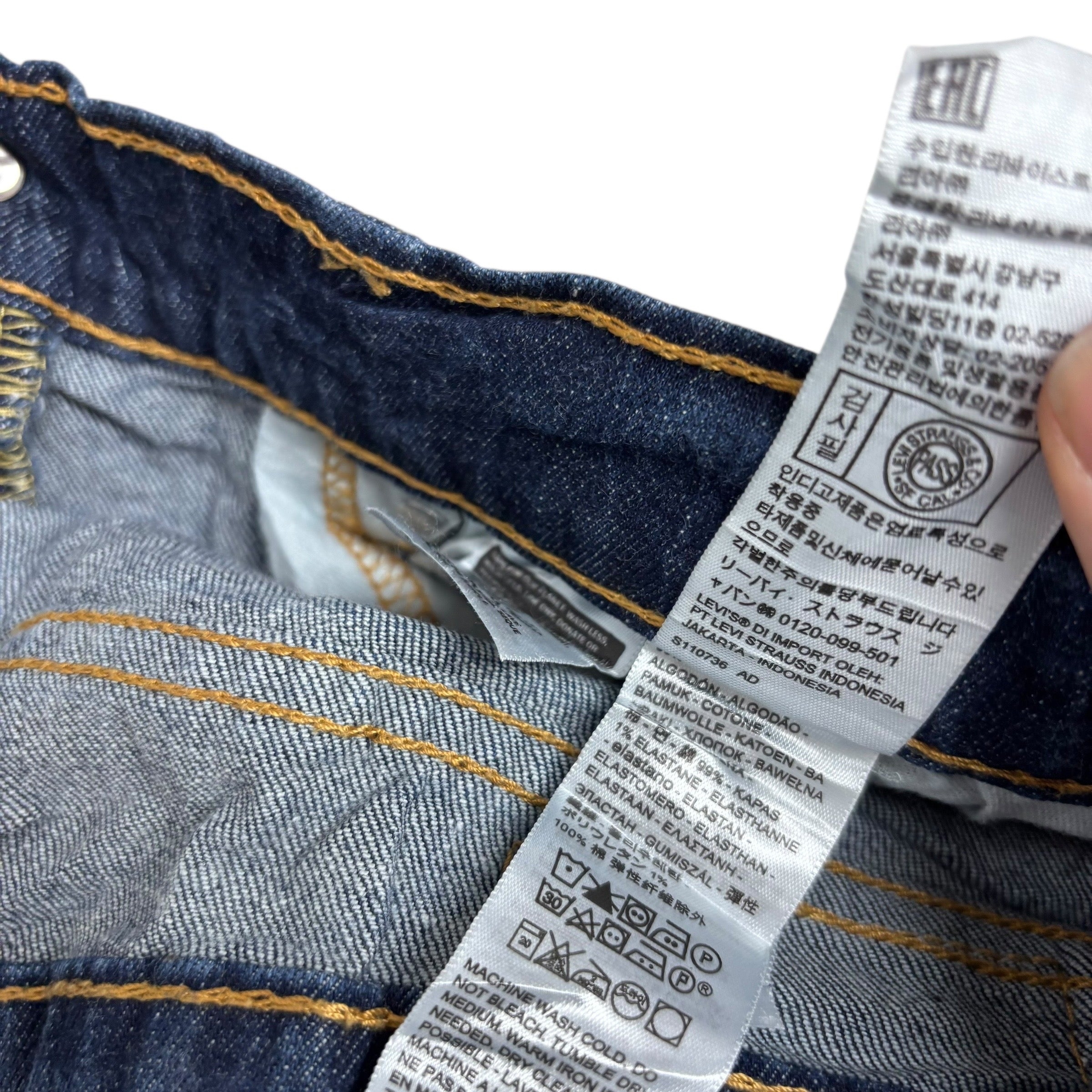 Levis 505 Jeans W36 L30 Mens Dark Blue Regular Straight Fit Stretch Denim (E)