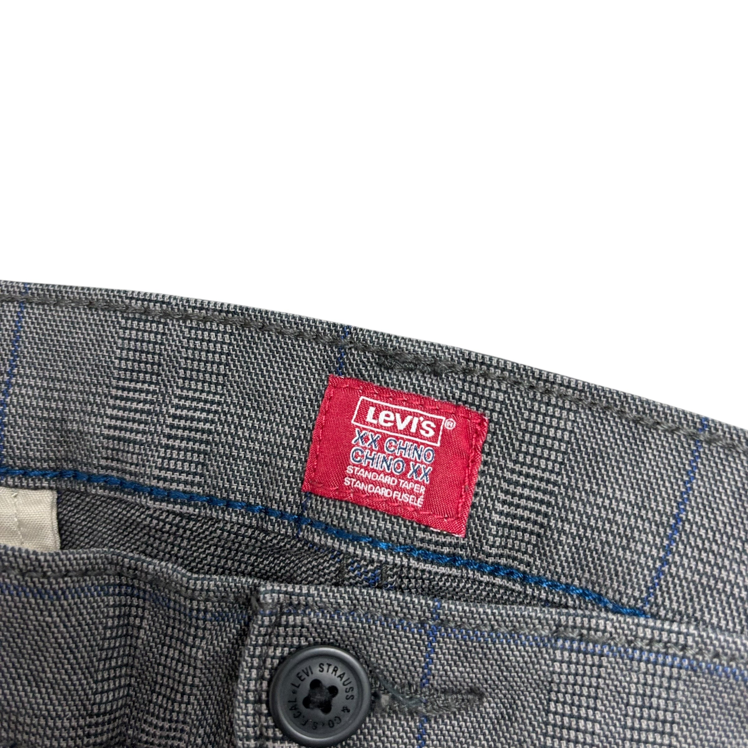 Levis XX Chino Trousers W32 L32 Mens Grey Standard Tapered Fit Stretch Pants (E)