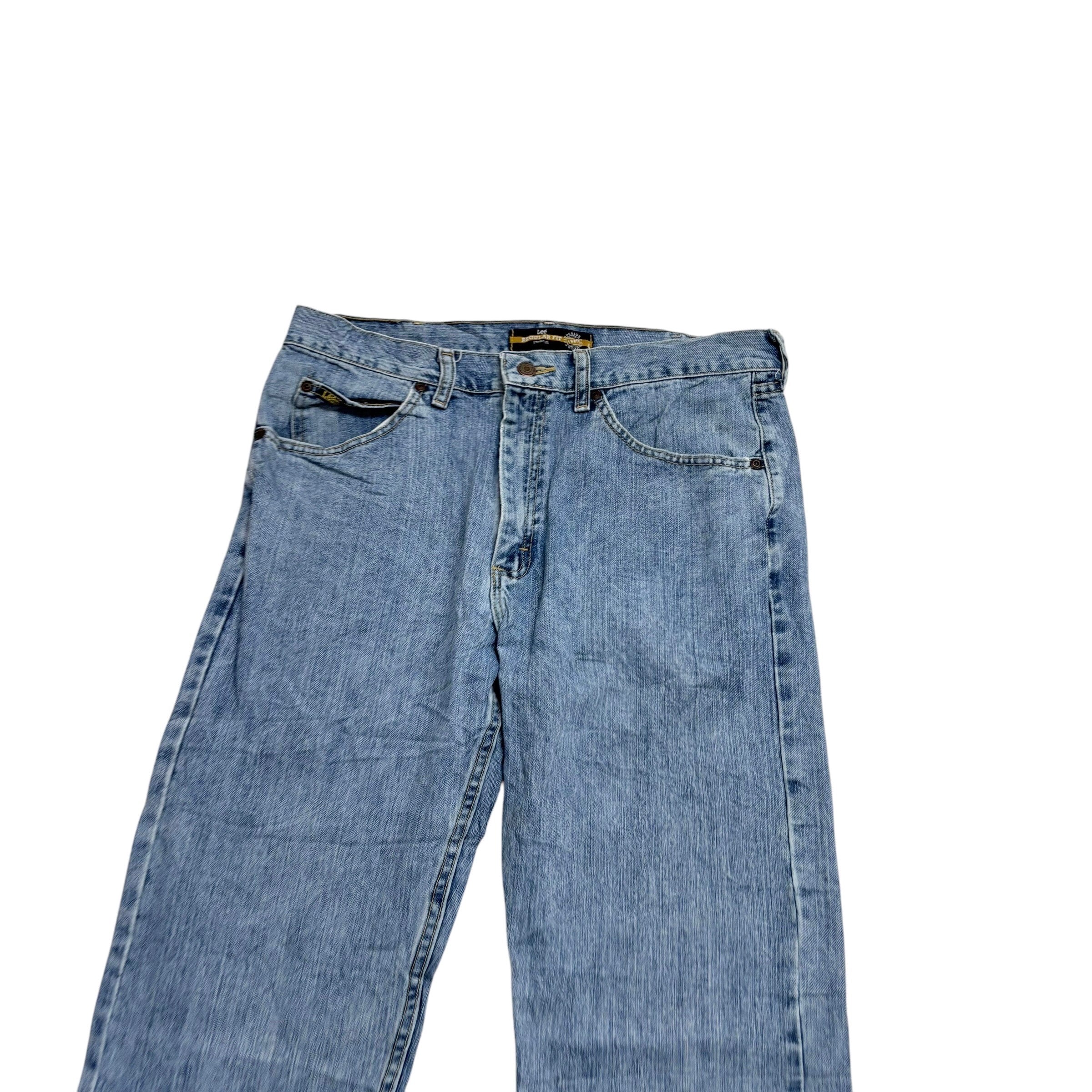 Lee Jeans W34 L34 Mens Light Blue Regular Straight Fit Vintage Denim (E)