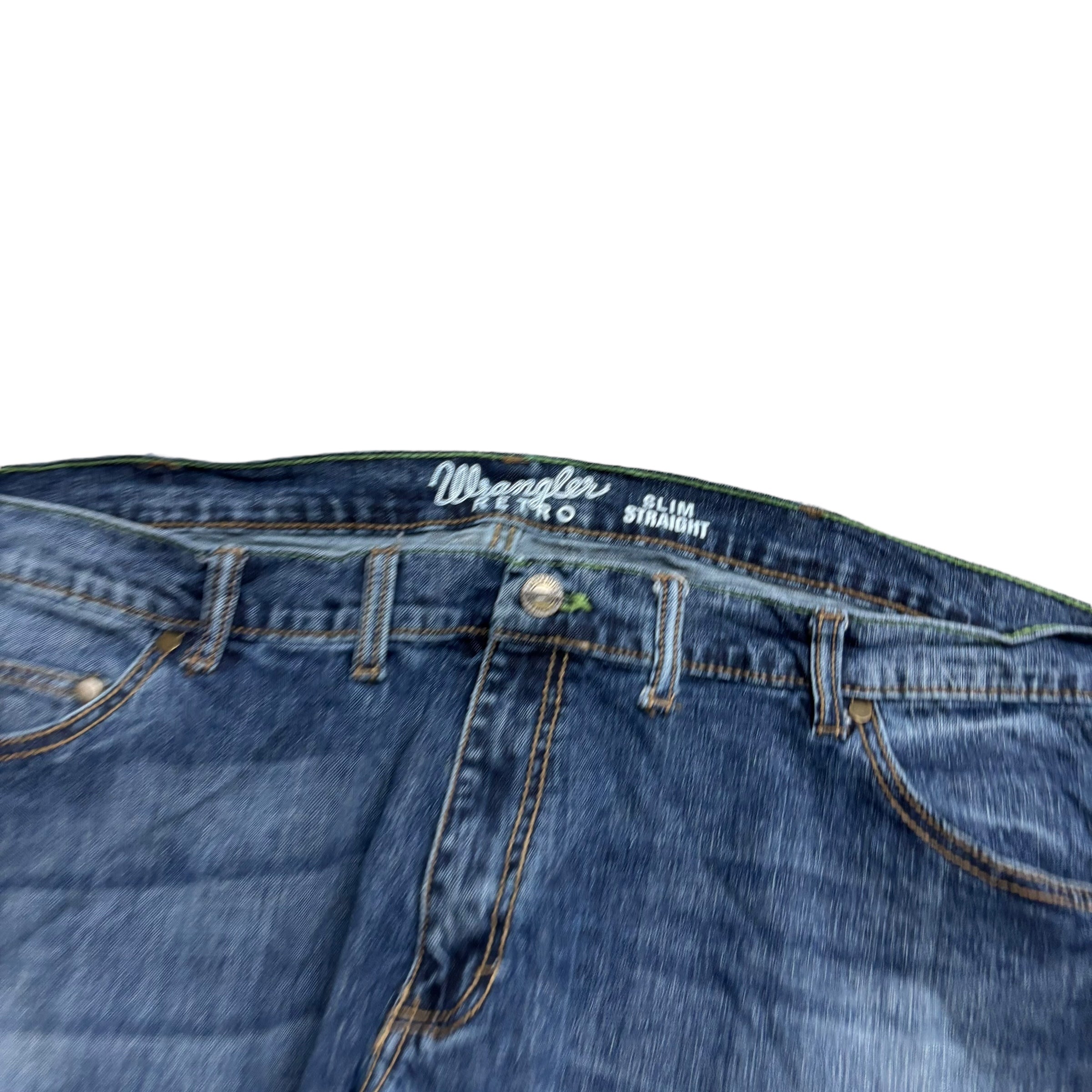 Wrangler Jeans W46 L36 Mens Dark Blue Relaxed Straight Fit Denim (E)