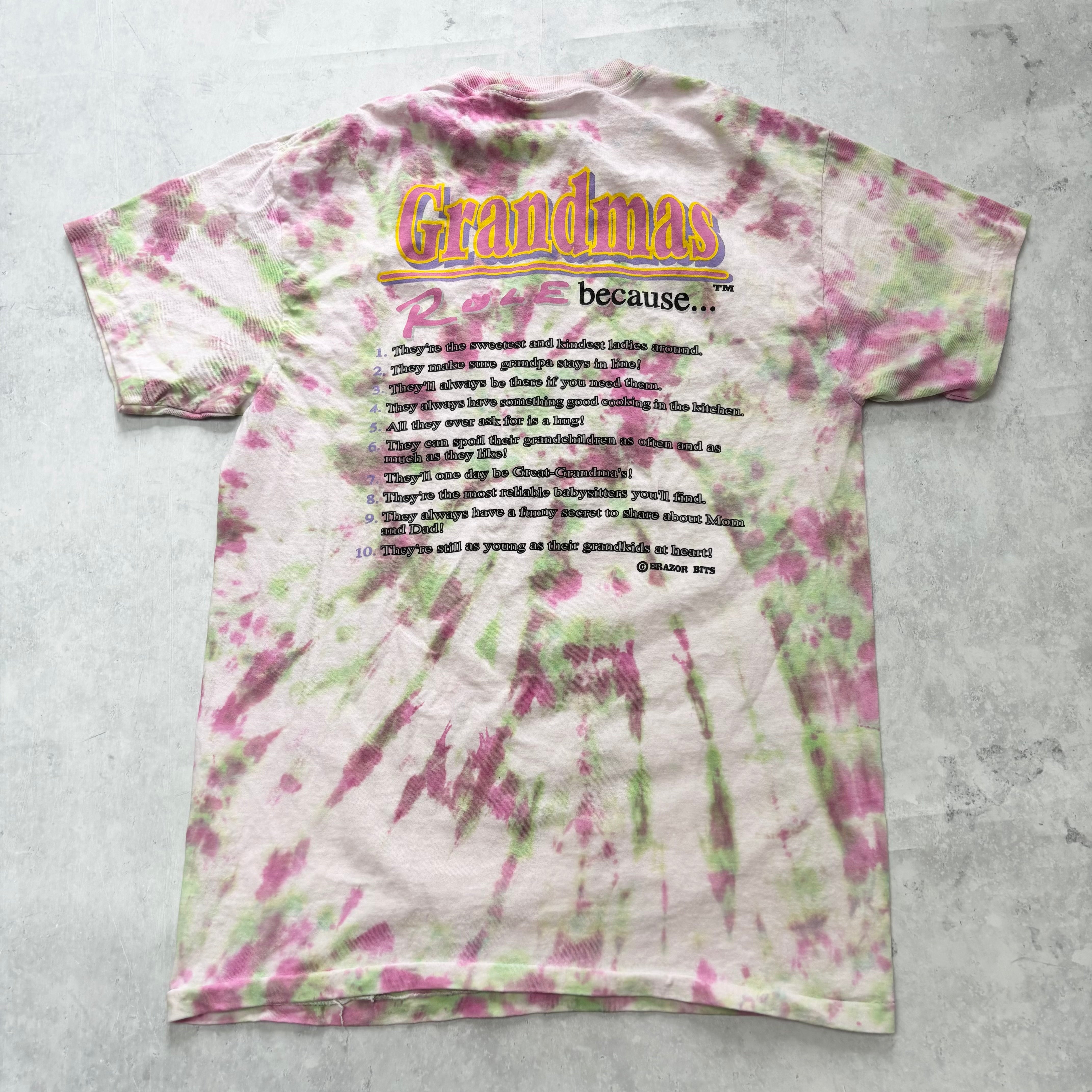 Vintage T Shirt Mens Medium Tie Die Pink Single Stitch Graphic Print 90s (E)
