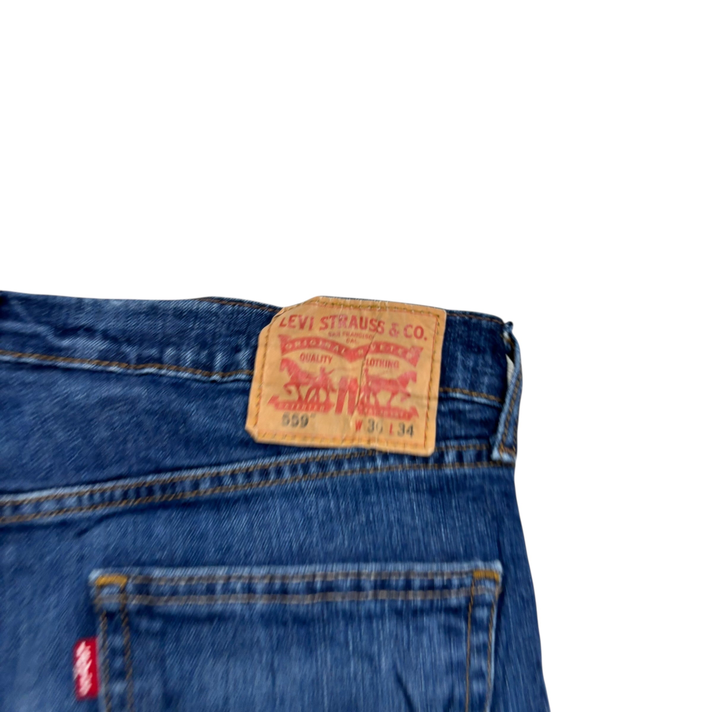 Levis 559 Jeans W36 L34 Mens Dark Blue Baggy Relaxed Straight Fit Stretch Denim