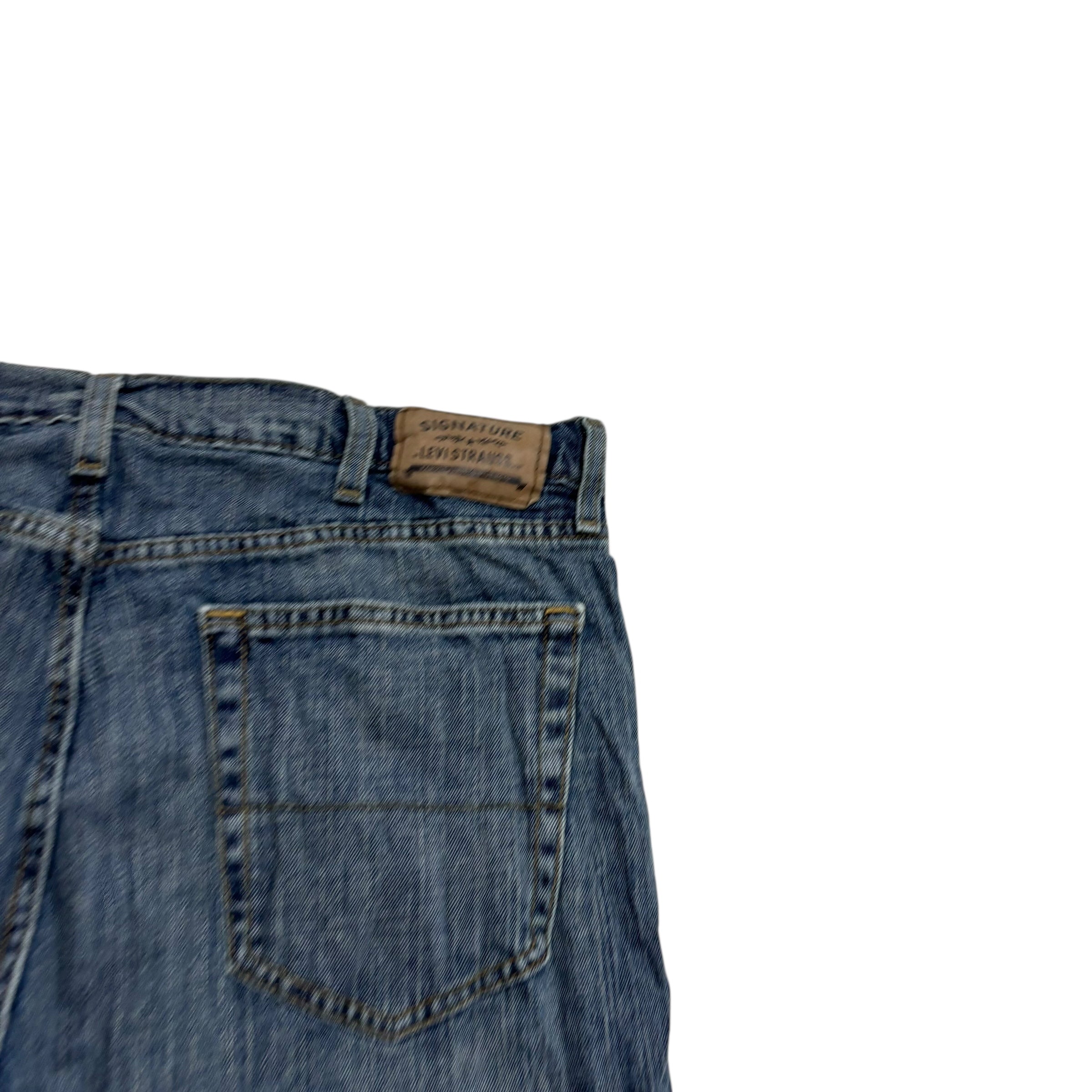 Levis Signature Jeans W38 L32 Mens Mid Blue Relaxed Straight Stretch Denim