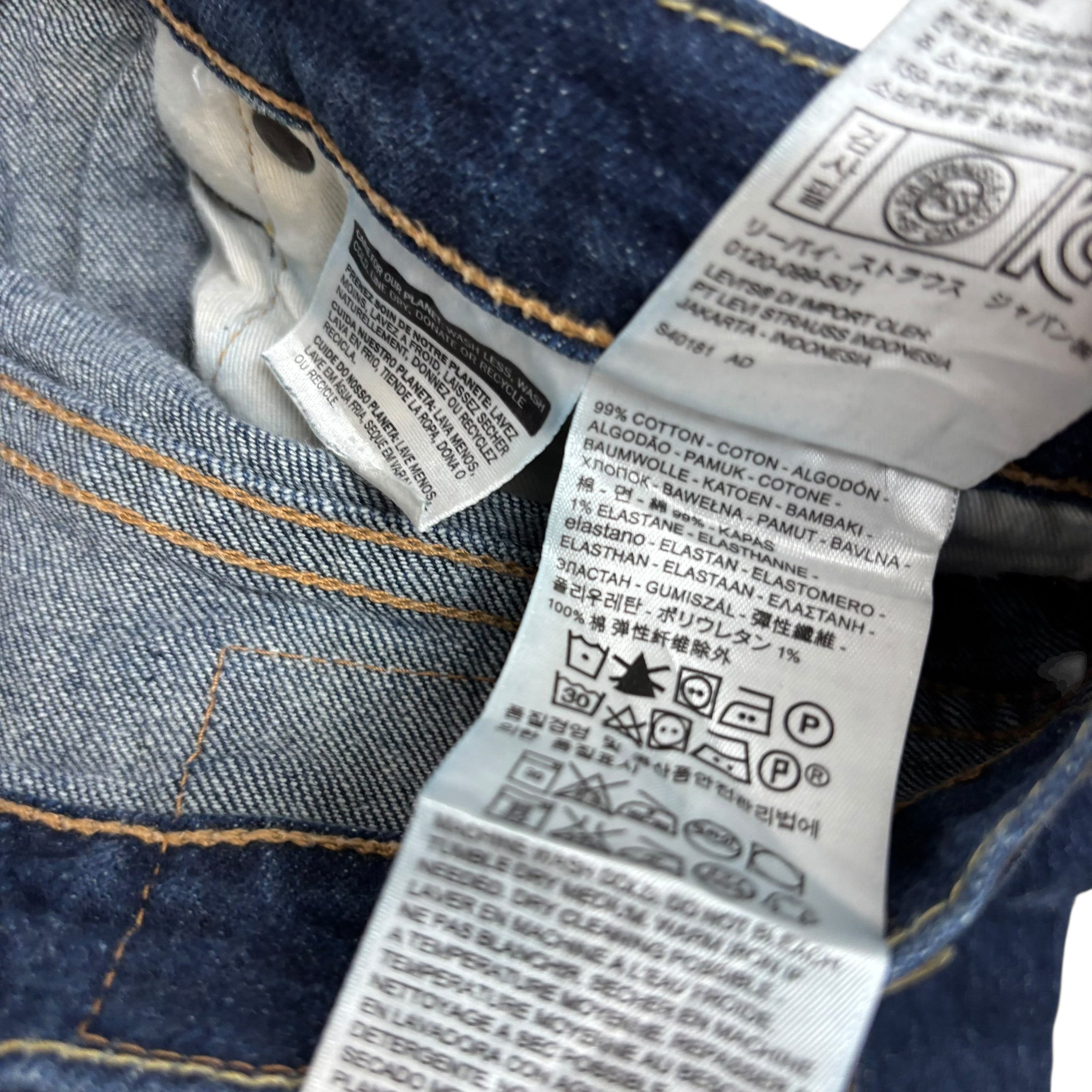 Levis 502 Jeans W32 L32 Mens Dark Blue Regular Tapered Fit Stretch Denim (E)