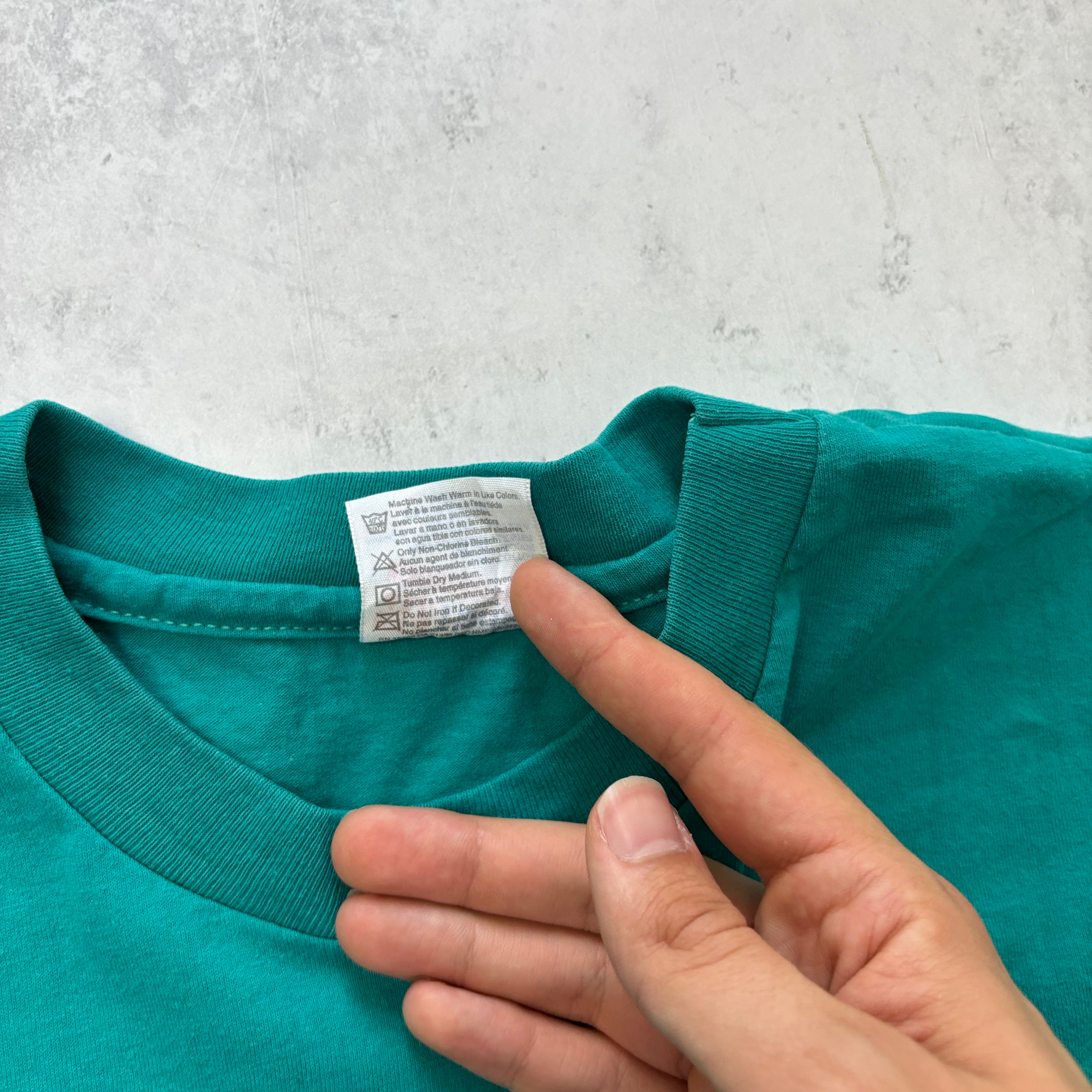 Vintage T Shirt Mens Medium Green Single Stitch Graphic Print 90s USA (E)