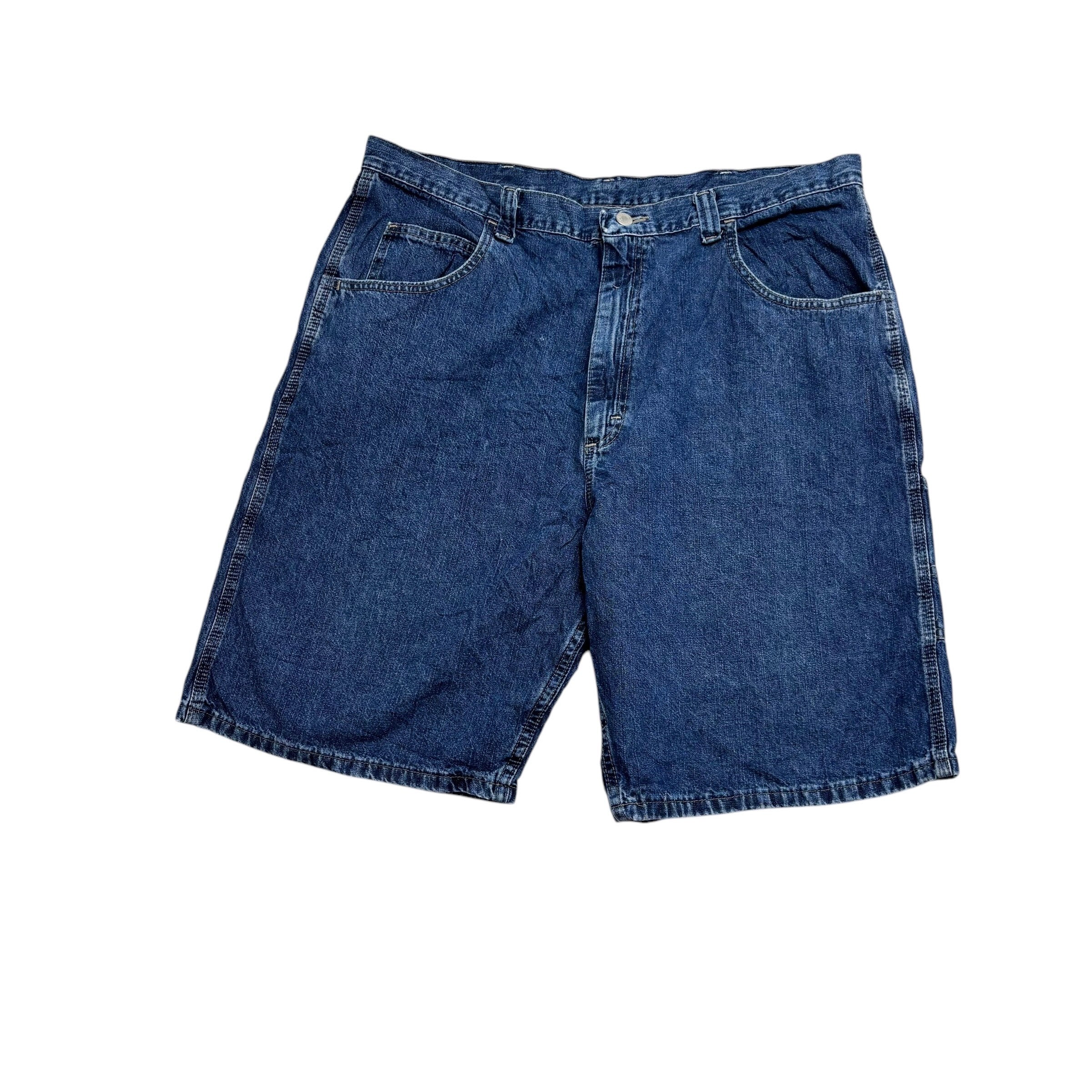 Vintage Wrangler Jorts W38 Mens Mid Blue Denim Shorts Baggy Carpenter (E)