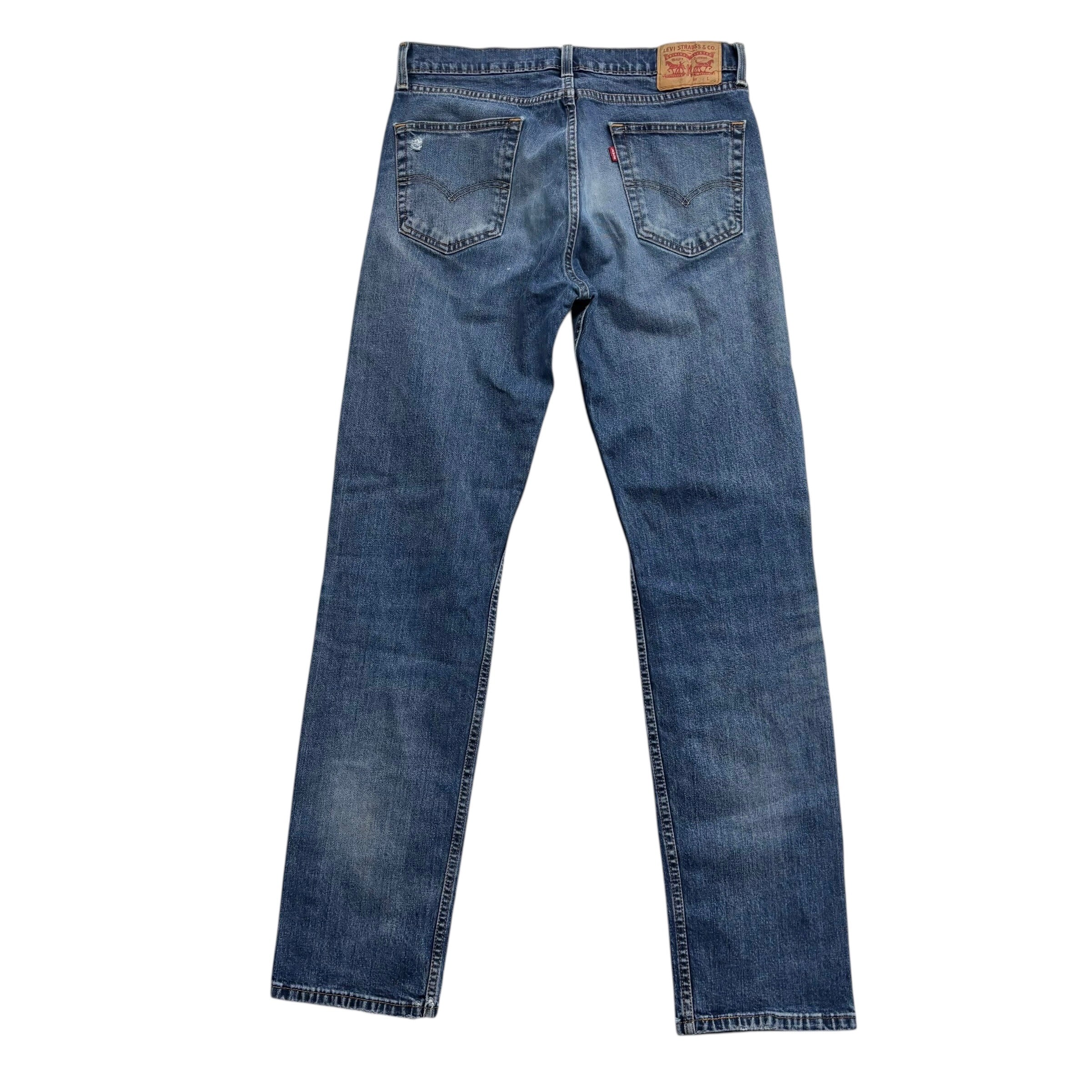 Levis 505 Jeans W34 L36 Mens Mid Blue Regular Straight Fit Stretch Denim (F)