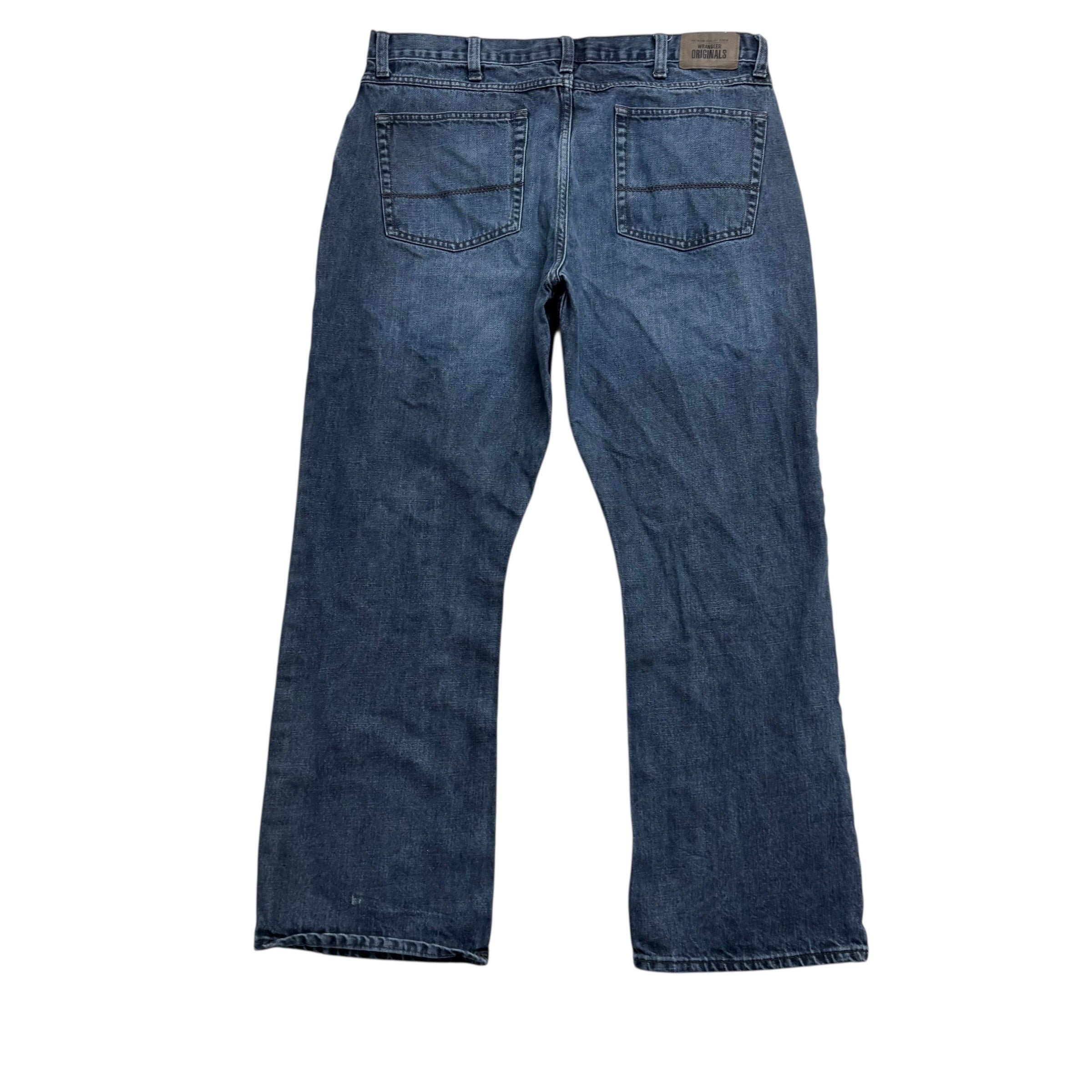 Wrangler Jeans W36 L30 Mens Dark Blue Relaxed Bootcut Fit Vintage Denim (F)