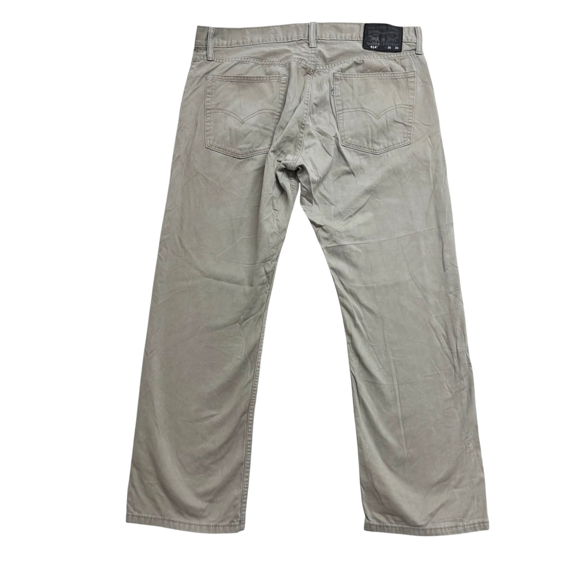 Levis 514 Trousers W36 L30 Mens Cream Regular Straight Fit Pants (E)
