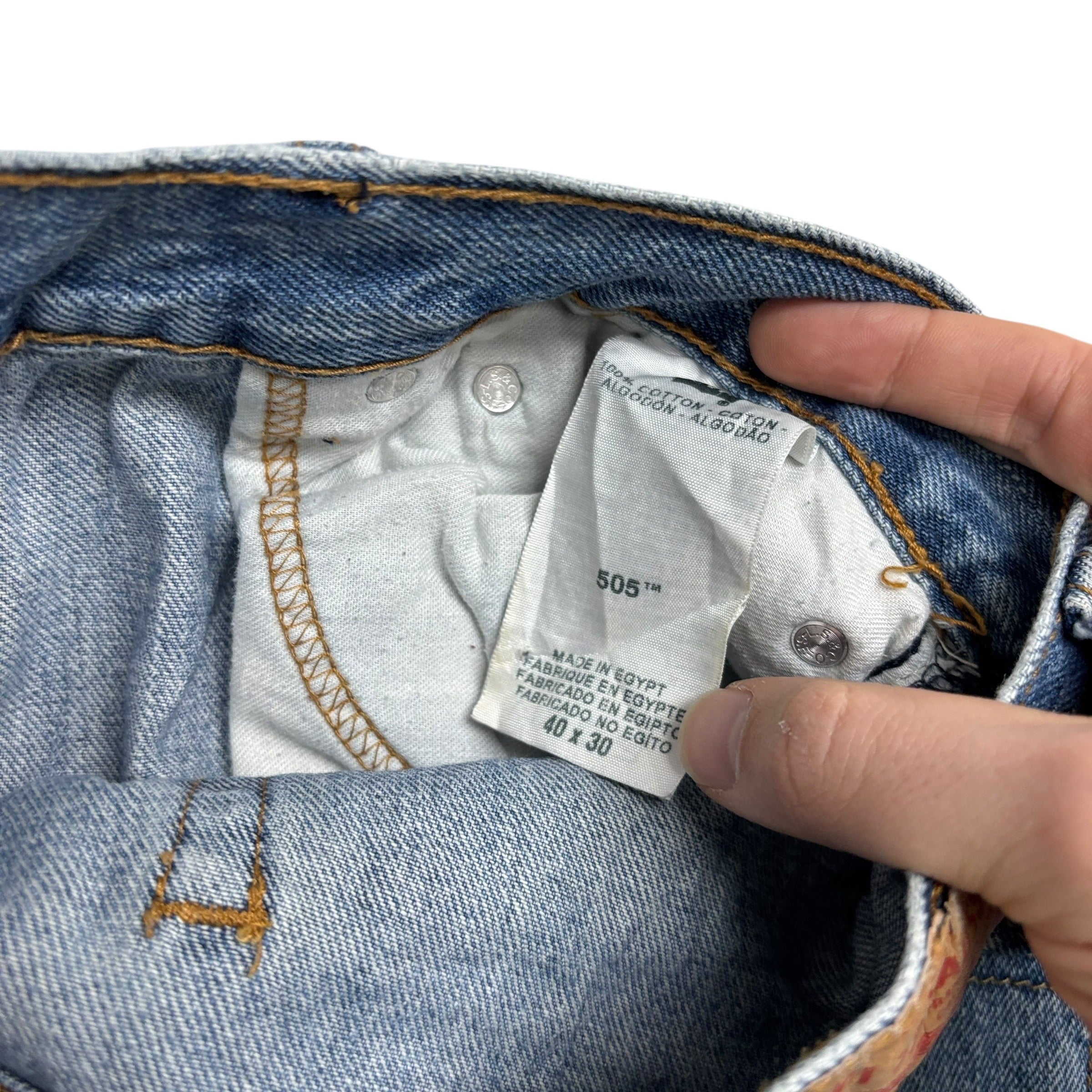 Levis 505 Jeans W40 L30 Mens Light Blue Regular Straight Fit Vintage Denim (E)
