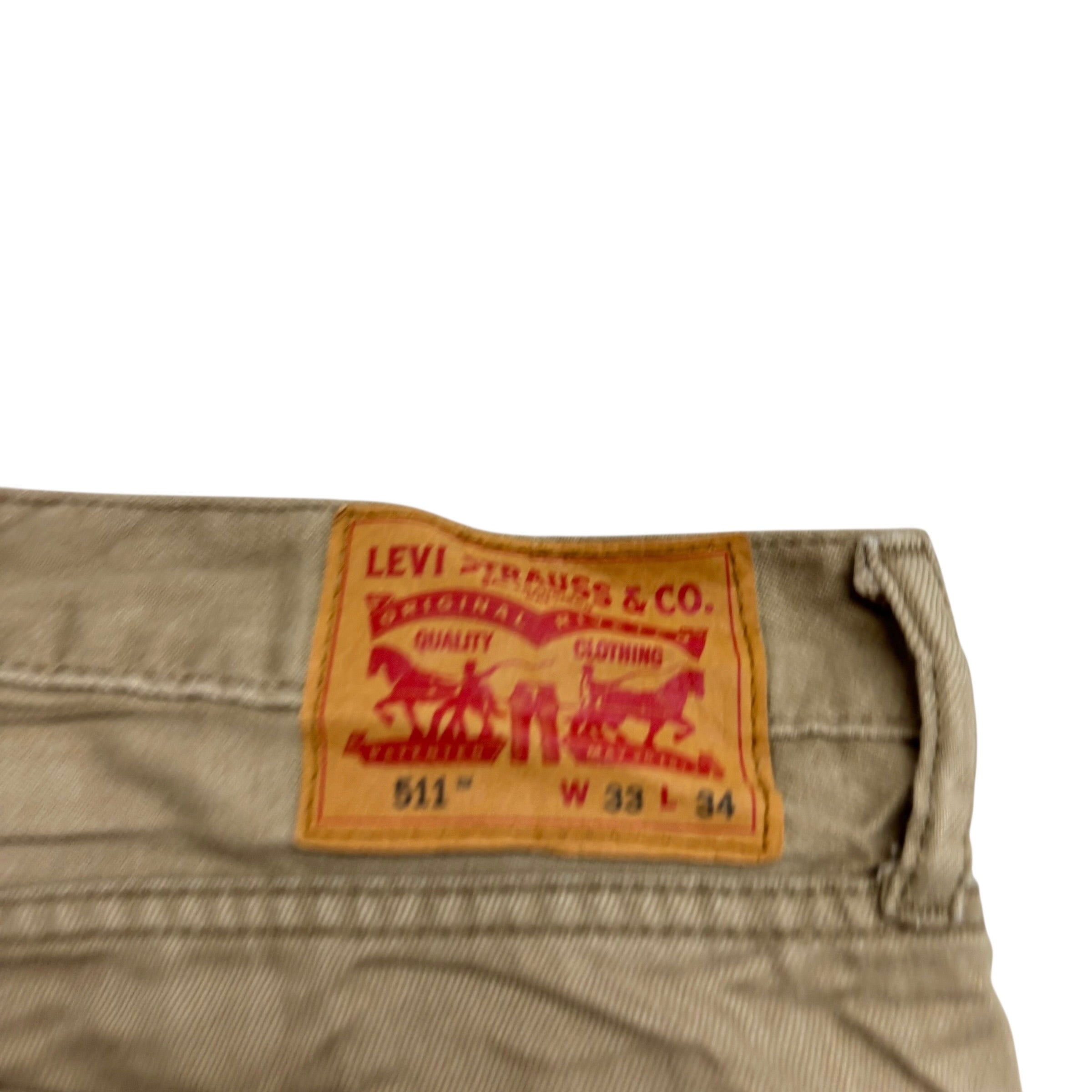 Levis 511 Trousers W33 L34 Mens Beige Slim Fit Cotton Pants (E)