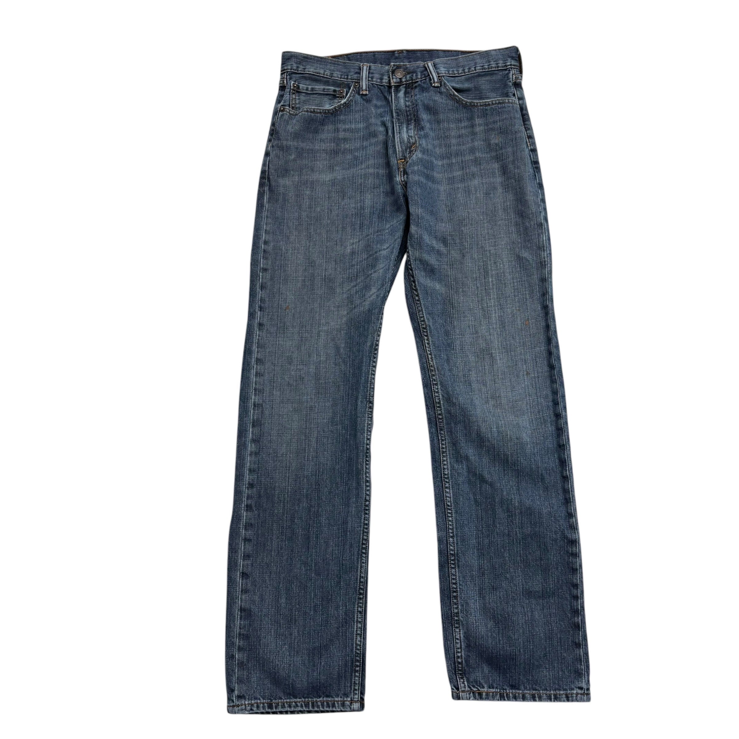 Levis 505 Jeans W34 L34 Mens Dark Blue Regular Straight Fit Denim (F)