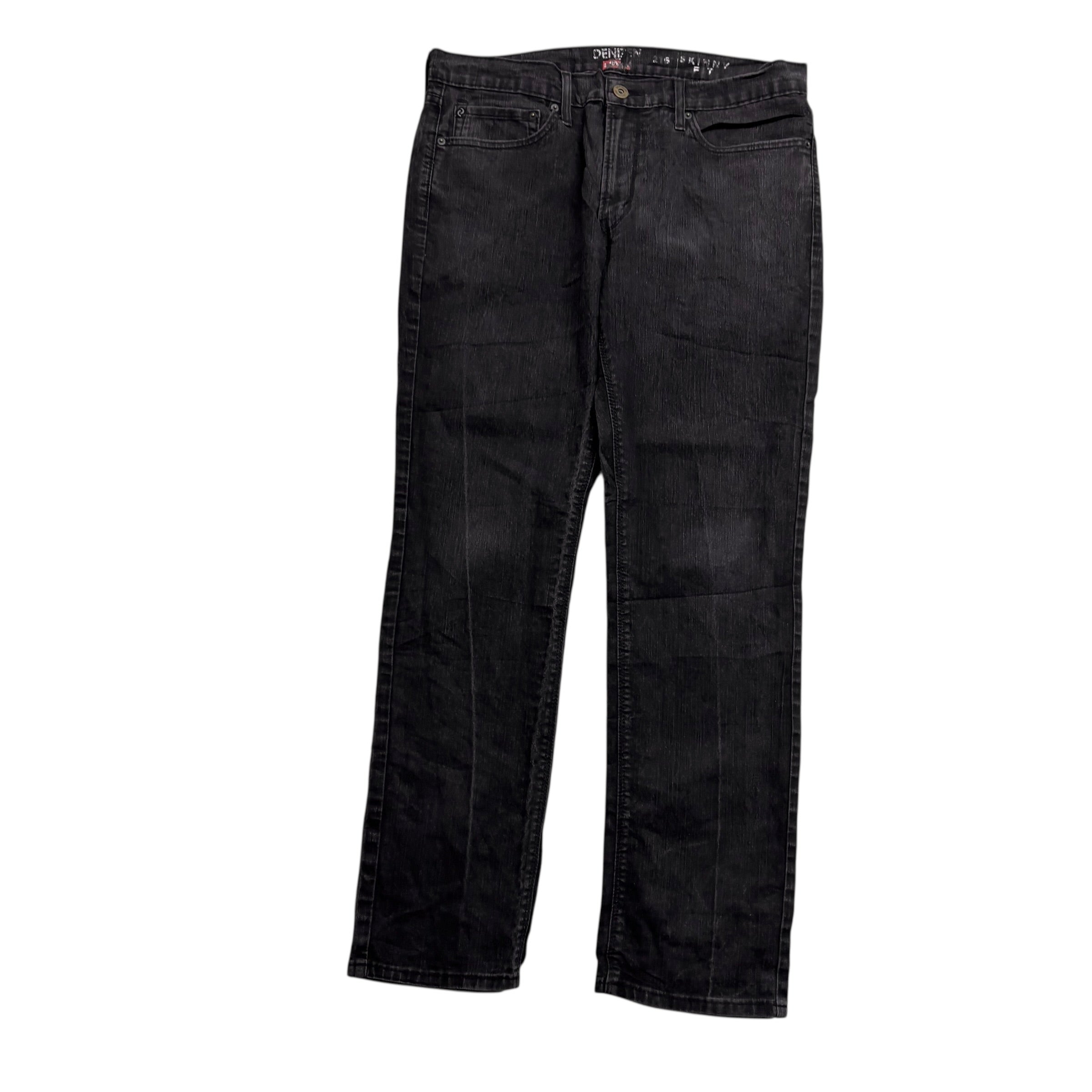 Levis Denizen Jeans W36 L32 Mens Black Skinny Fit Stretch Denim