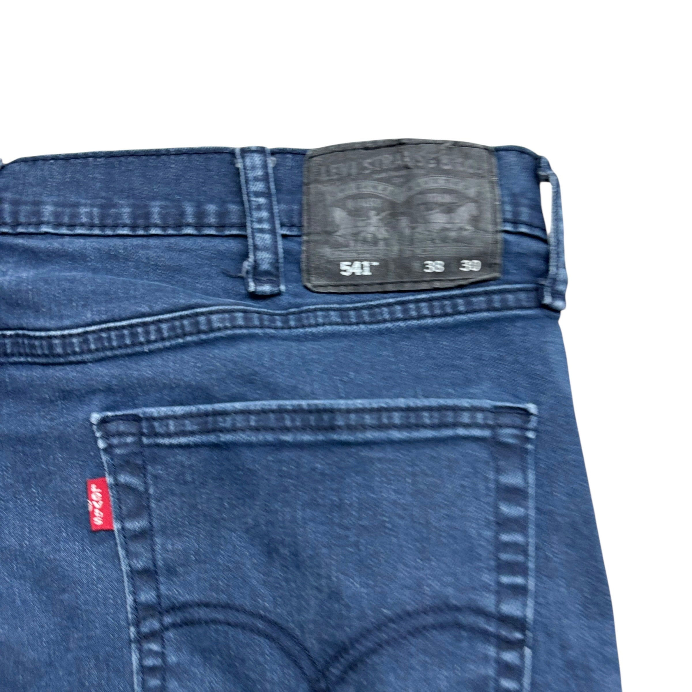 Levis 541 Jeans W38 L28 Mens Navy Blue Athletic Tapered Fit Stretch Denim (E)