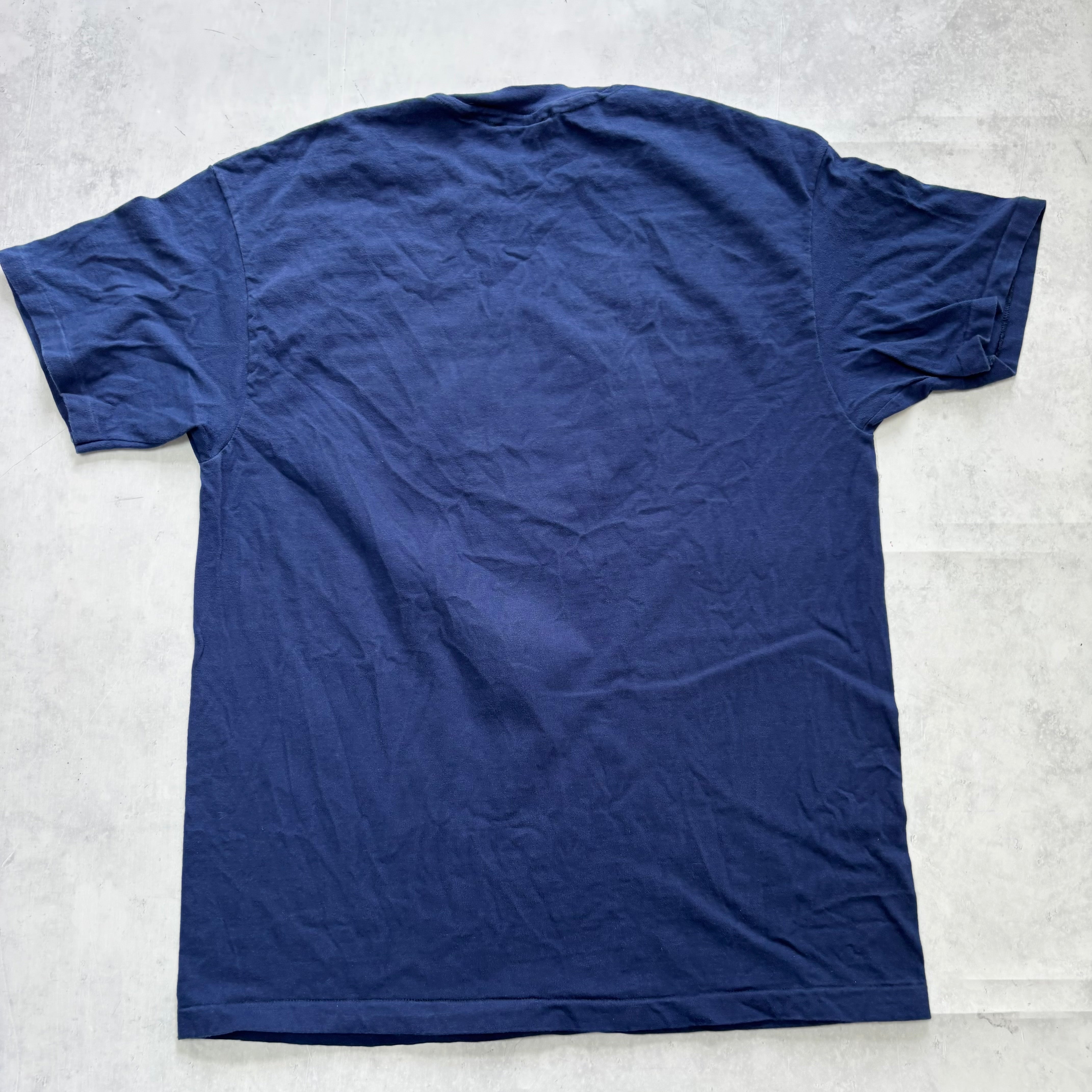 Vintage T Shirt Mens Large Navy Blue Single Stitch Graphic Print 90s USA (E)