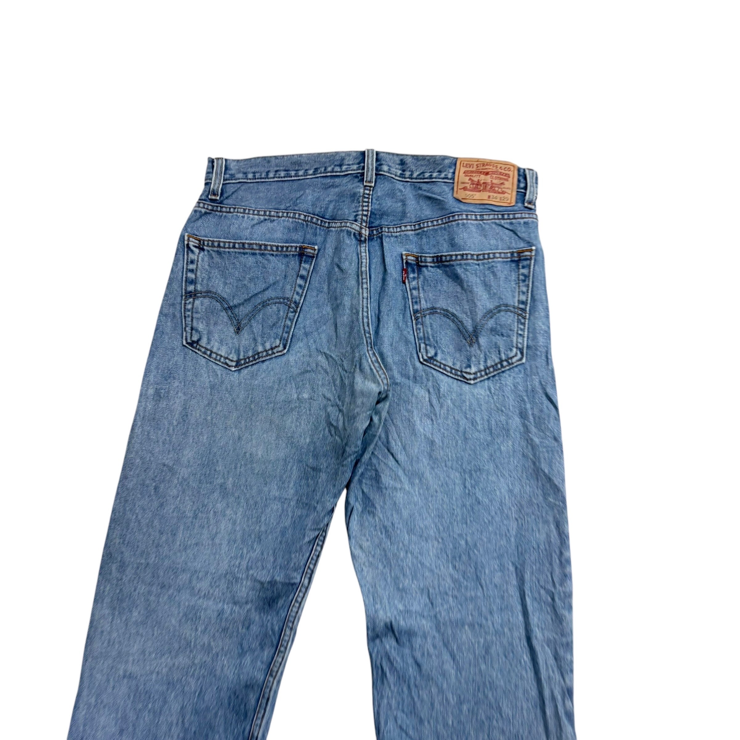 Levis 505 Jeans W34 L29 Mens Light Blue Regular Straight Fit Vintage Denim (E)