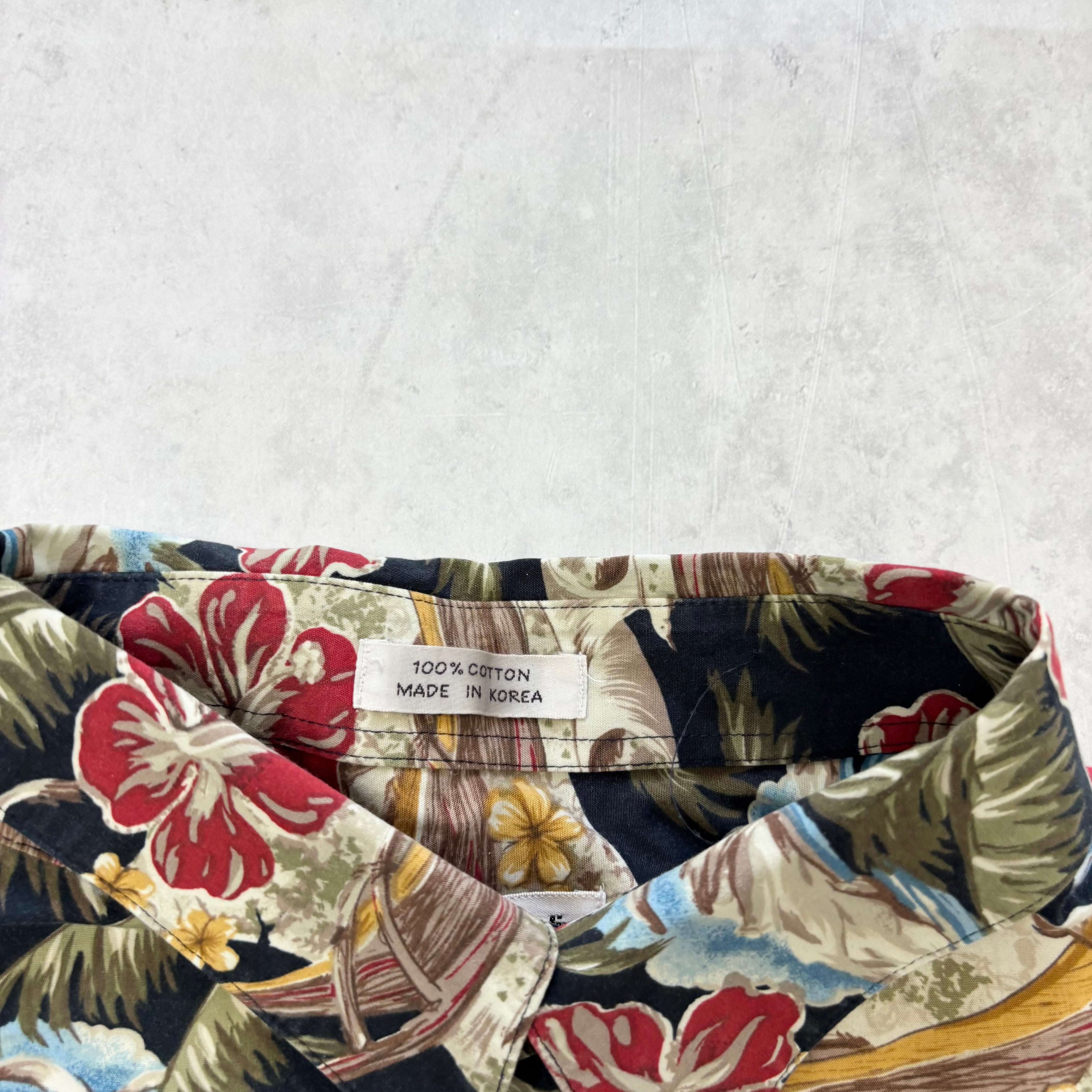 Vintage Hawaiian Shirt Mens 3XL Black Multi Floral Aloha Short Sleeve Cotton (E)