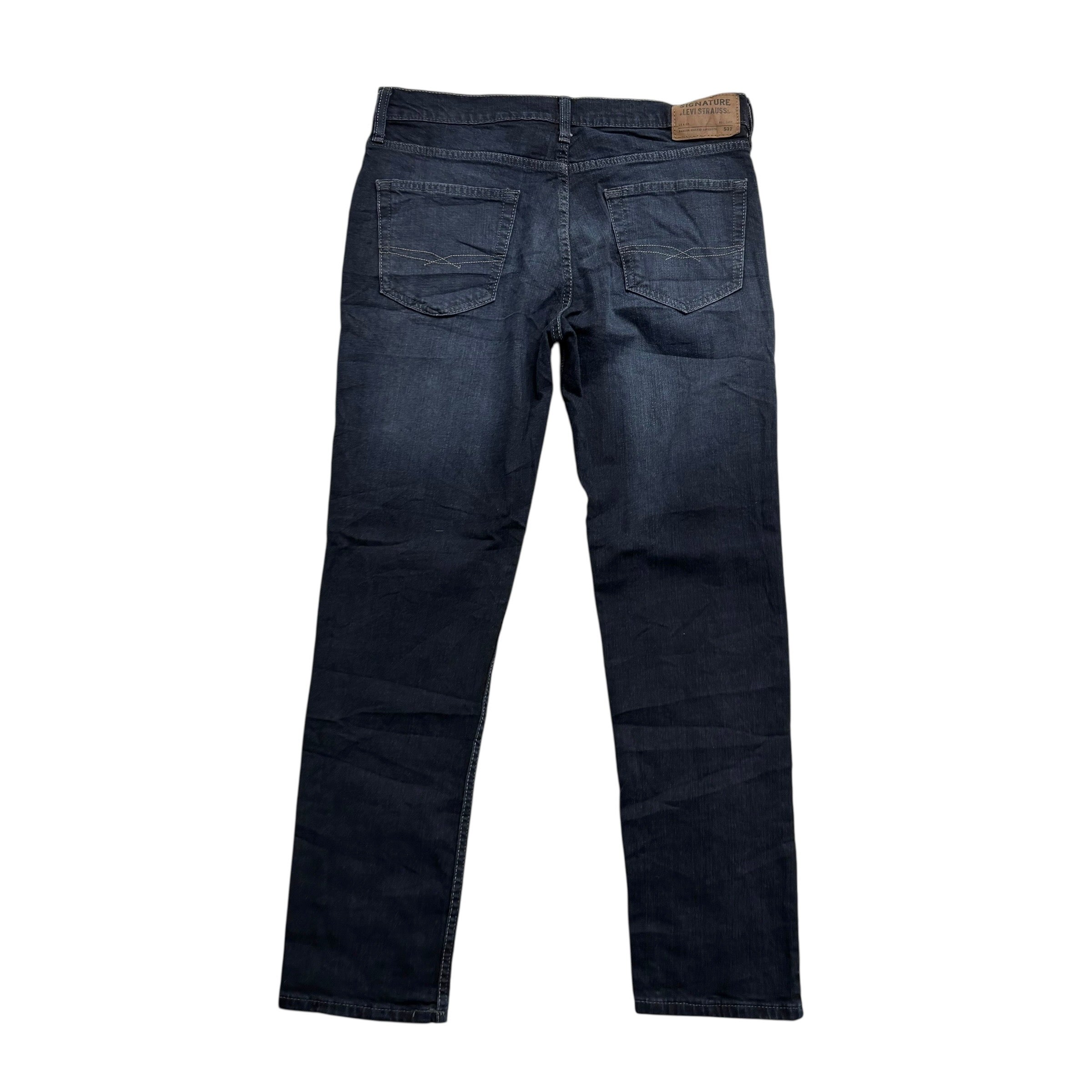 Levis Signature Jeans W33 L30 Mens Navy Blue Slim Fit Stretch Denim (E)