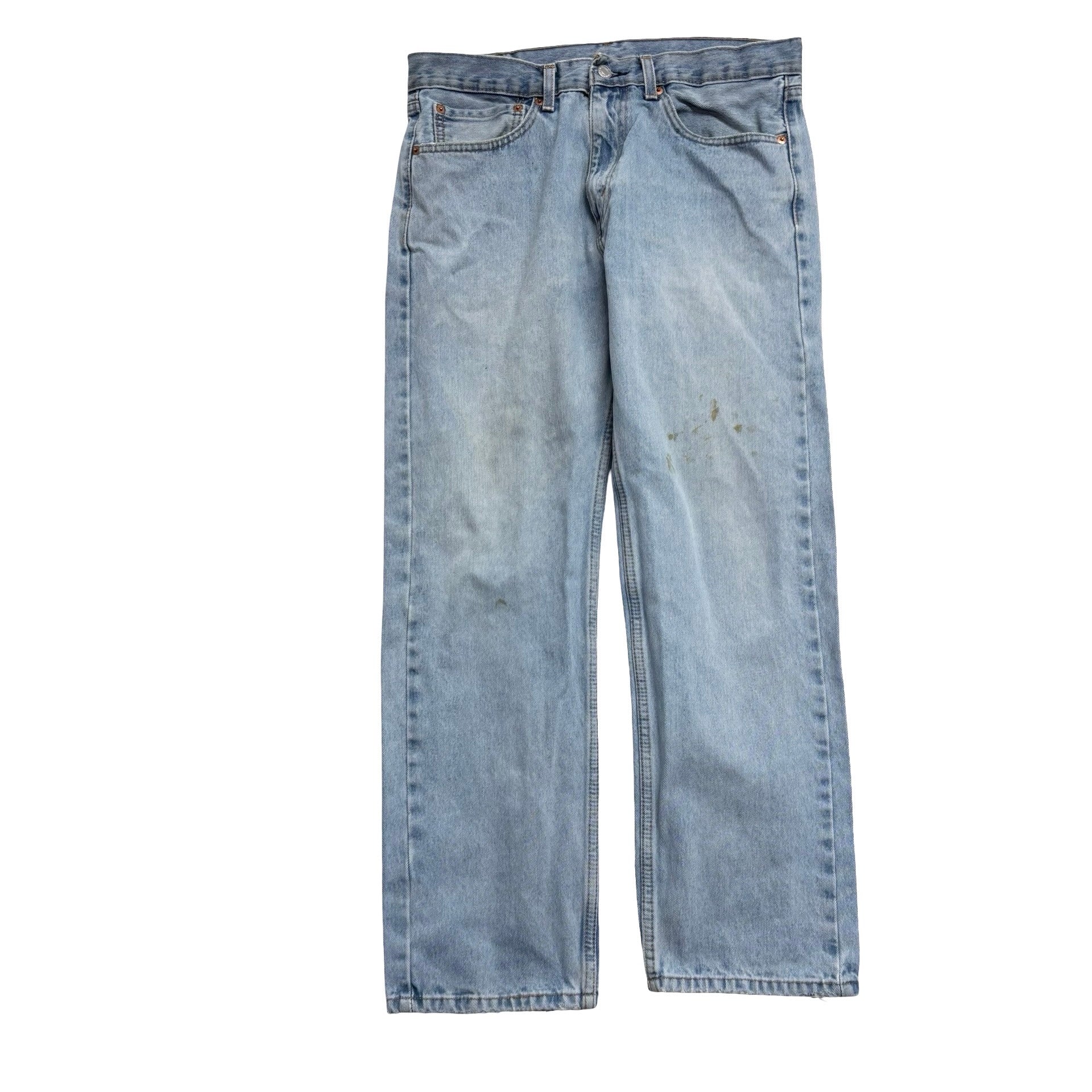Levis 505 Jeans W34 L30 Mens Light Blue Regular Straight Fit Denim (F)
