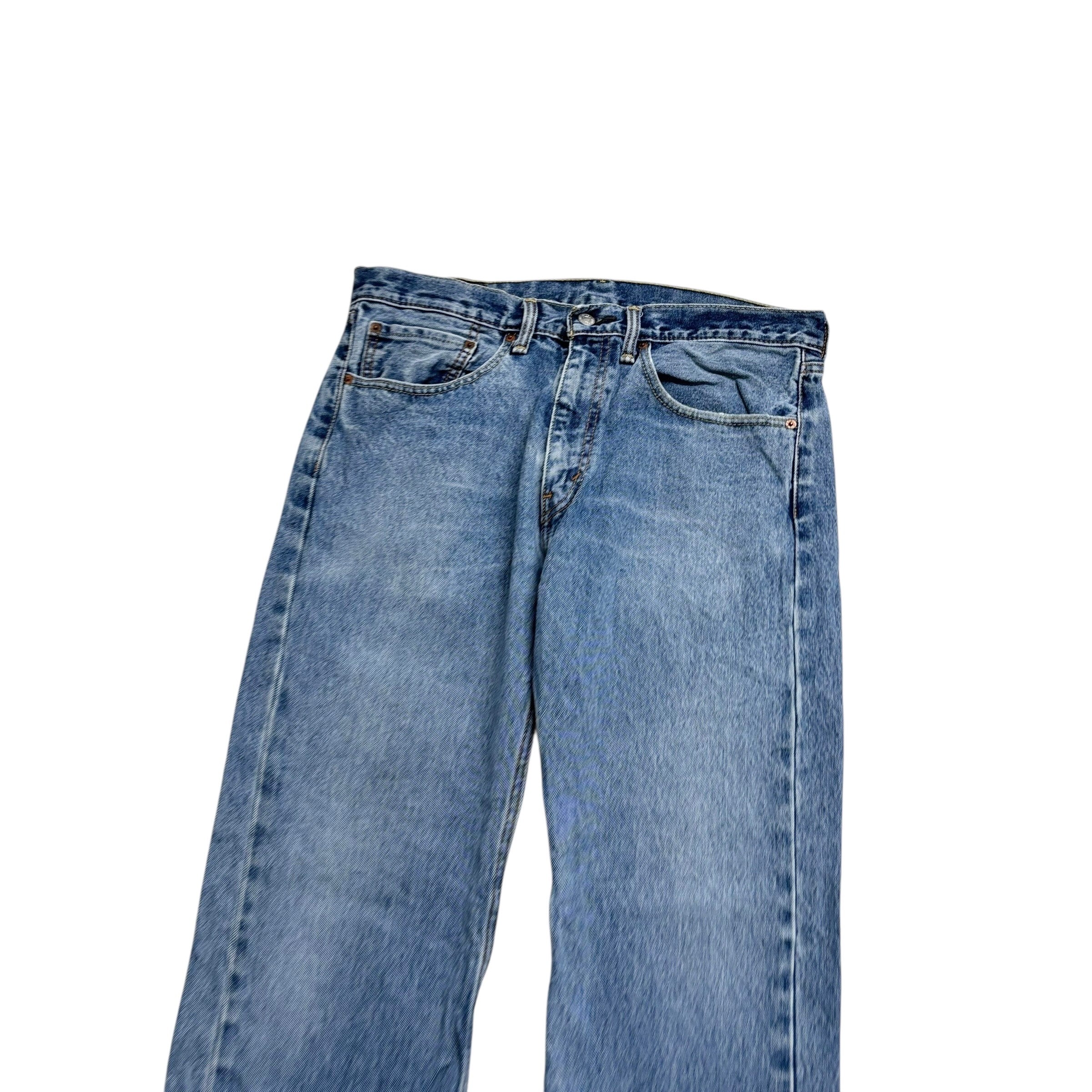 Levis 505 Jeans W34 L32 Mens Mid Blue Regular Straight Fit Denim (E)